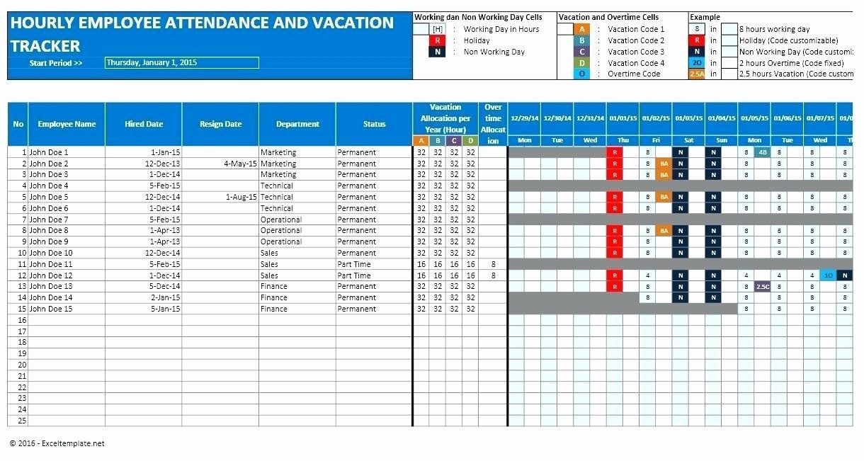 Employee Vacation Tracking Spreadsheet Template In 2020