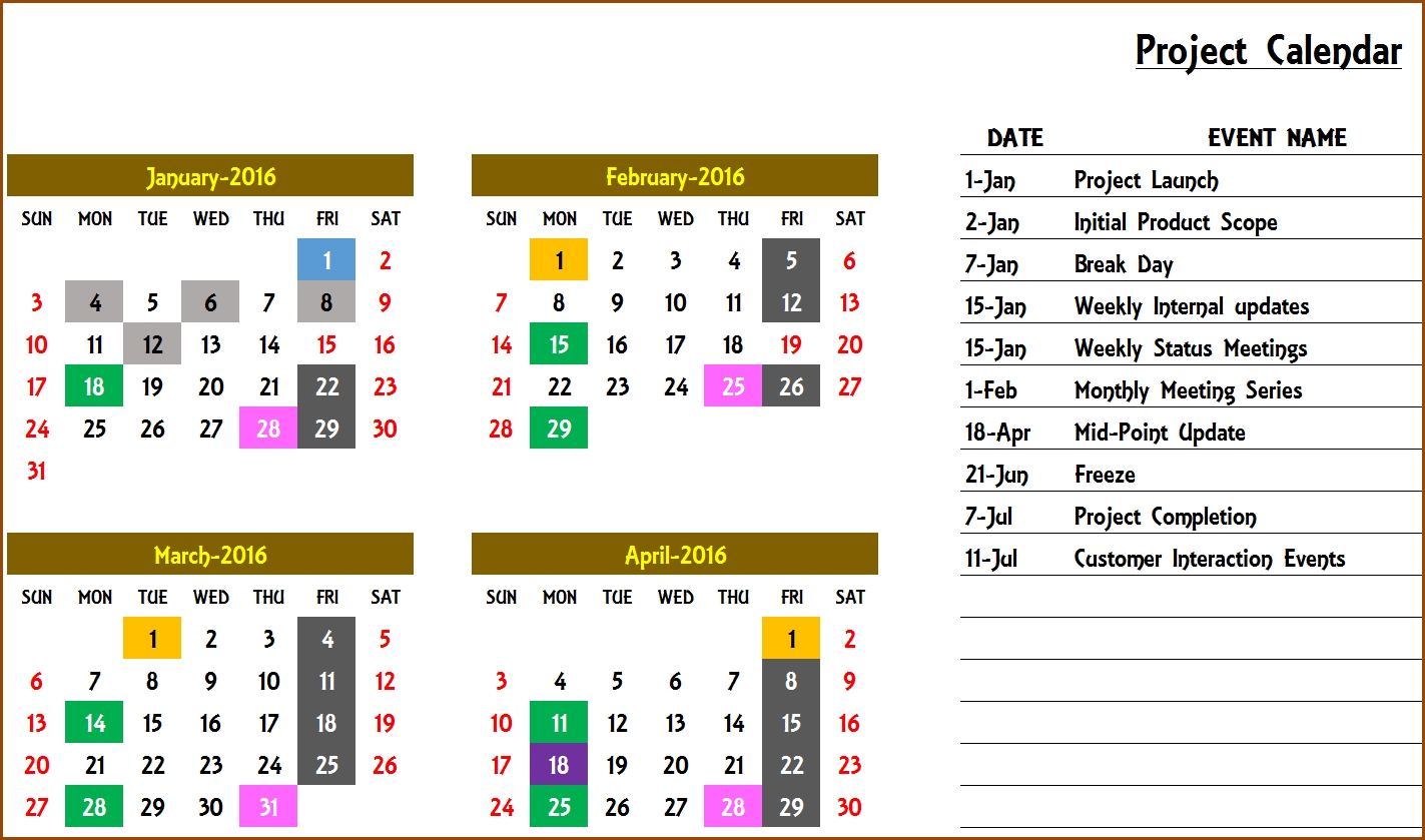 Event Calendar Maker Excel Template V3 - Support