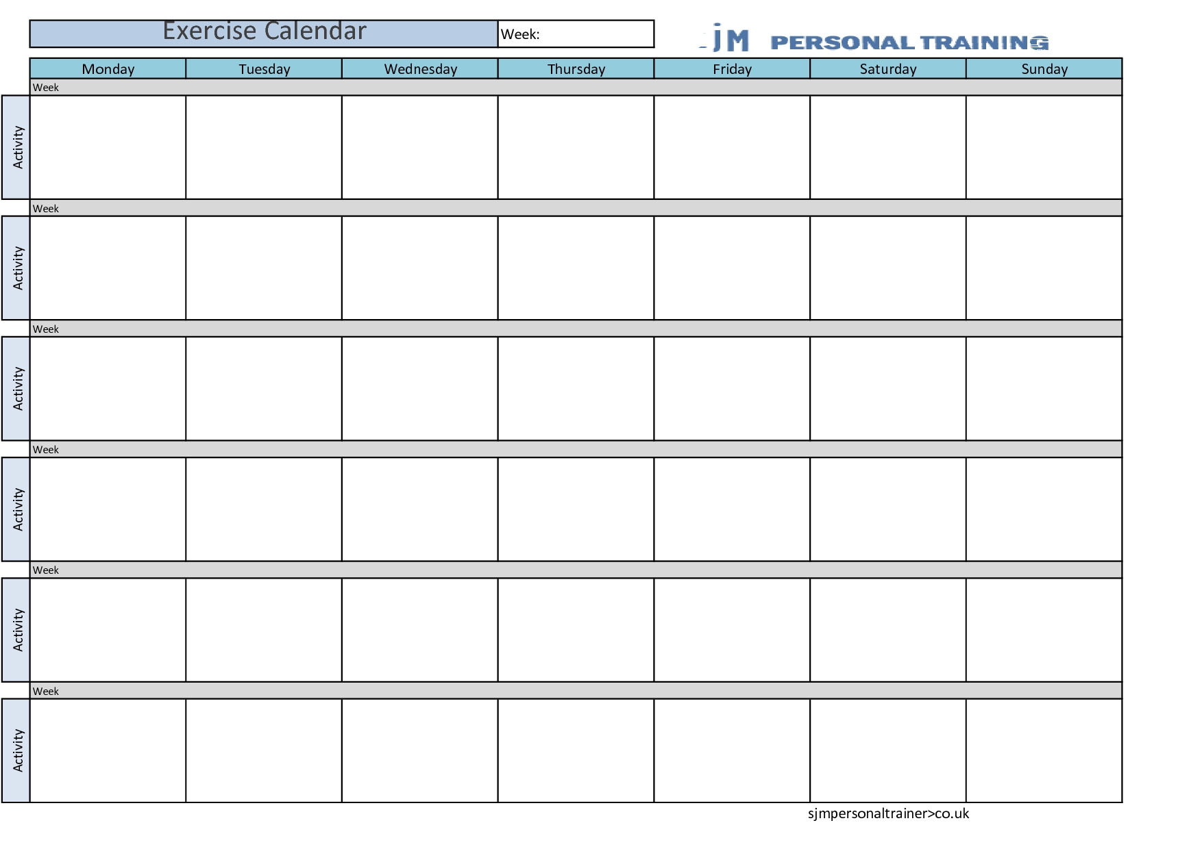 Free Fillable Calendar For Excercise | Get Your Calendar Printable