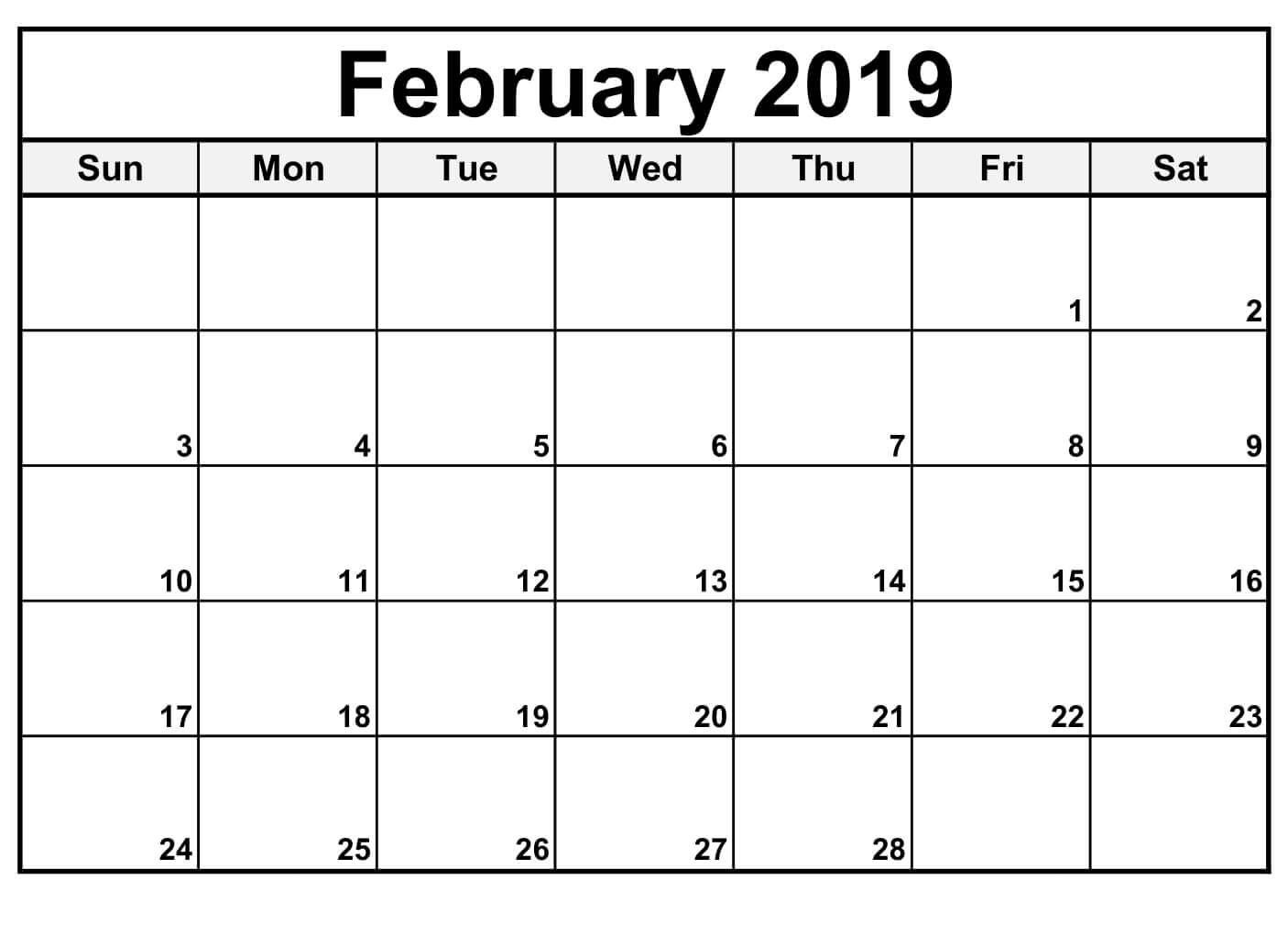 February 2019 Calendar Editable (With Images) | Blank