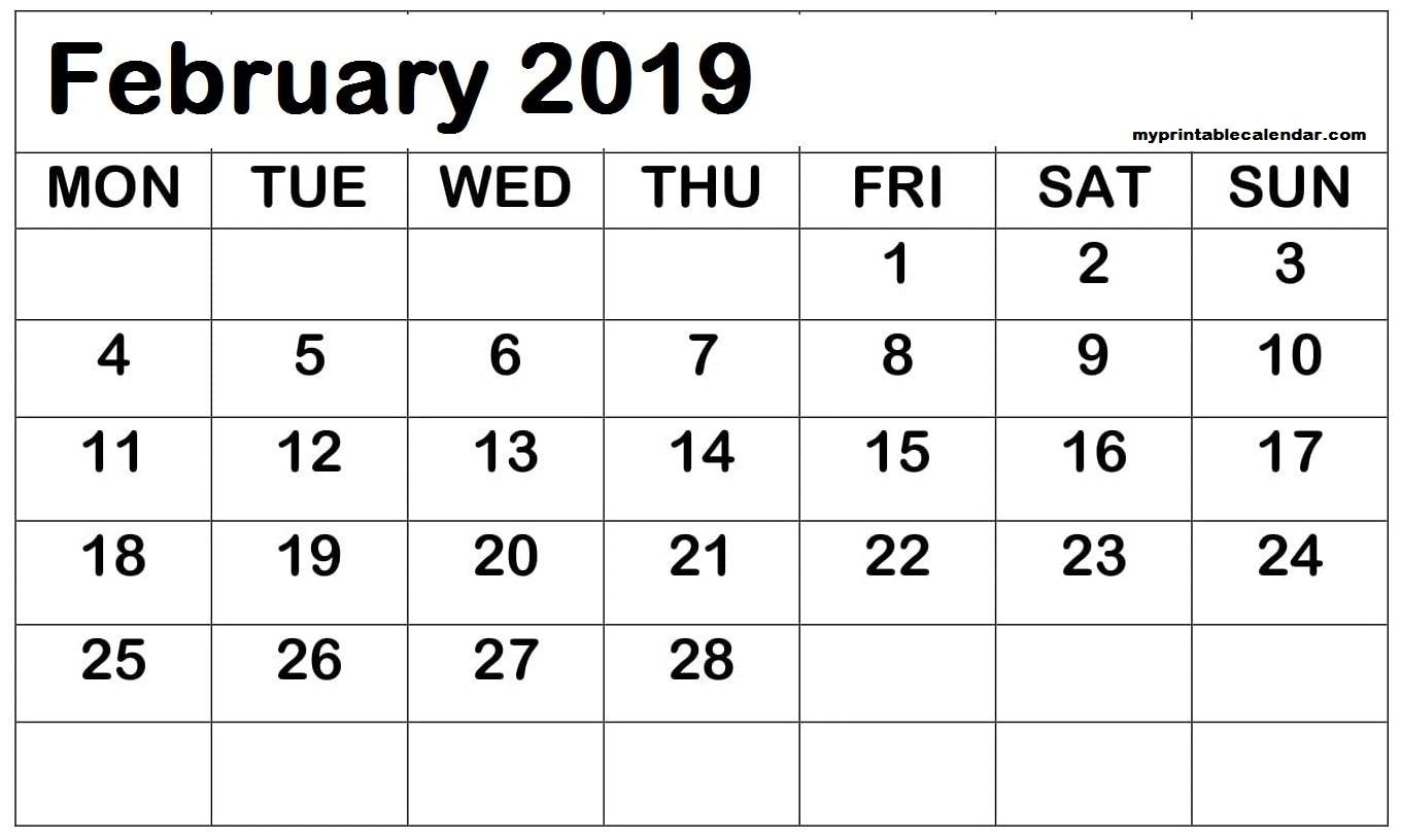 February 2019 Printable Calendar Date Range (With Images