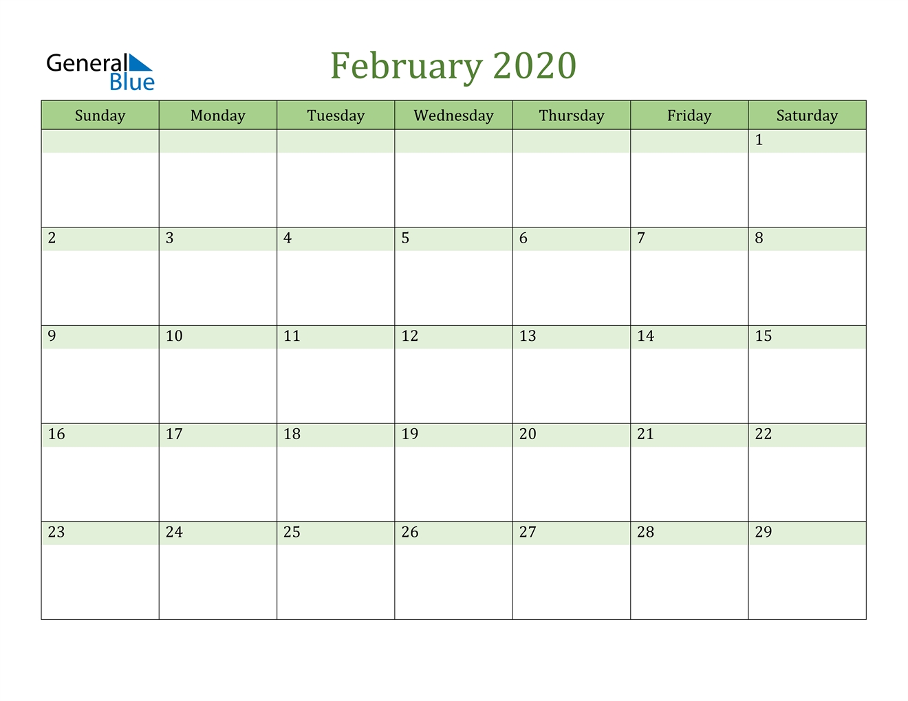 February 2020 Calendar - Pdf Word Excel