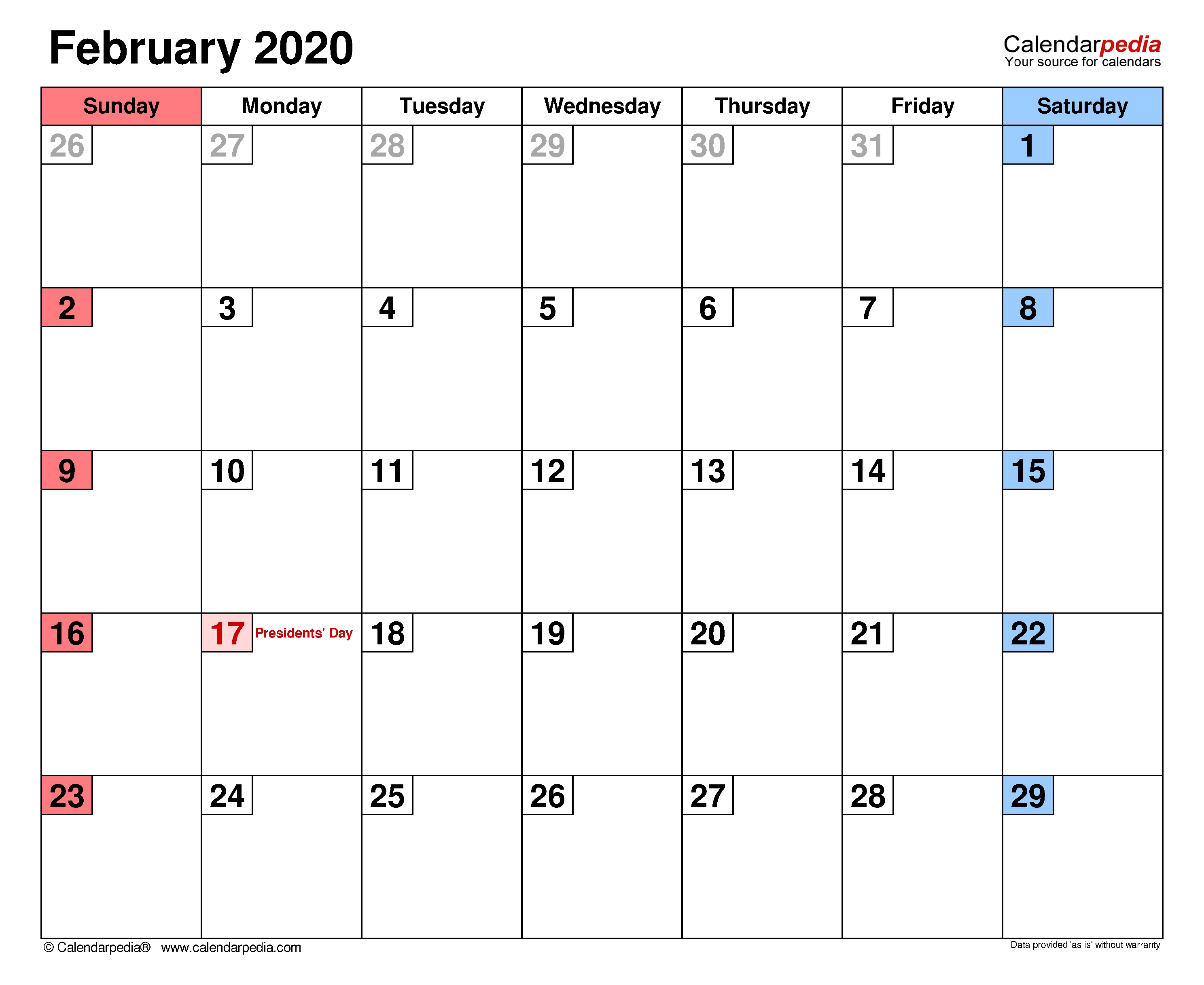 February 2020 - Calendar Templates For Word, Excel And Pdf