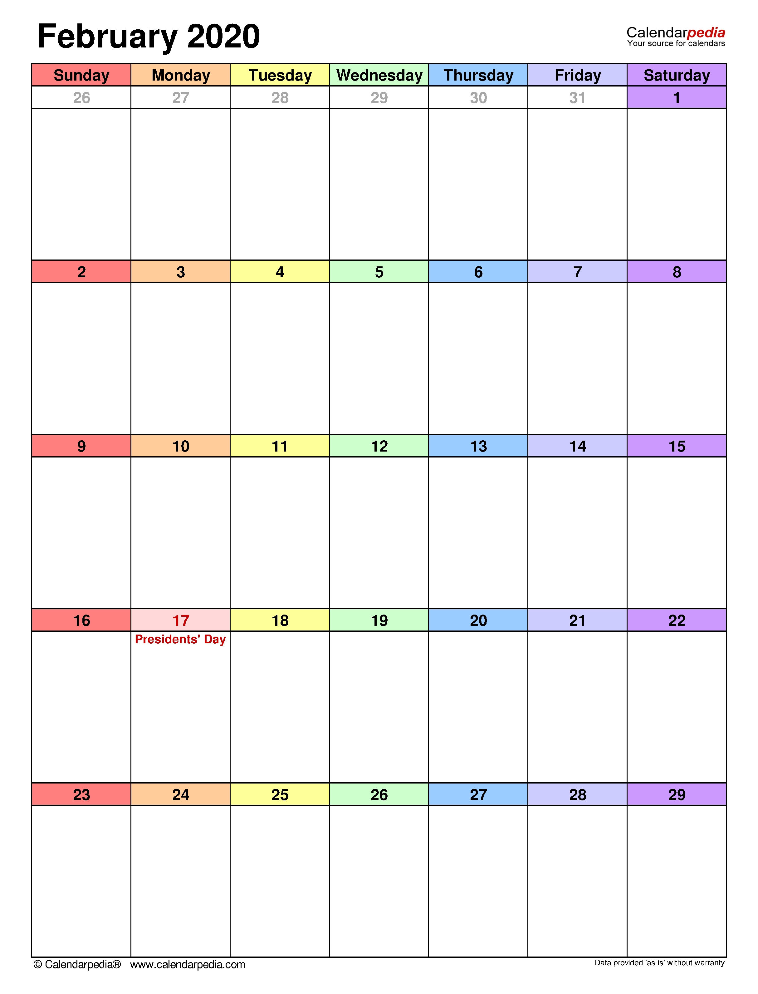 February 2020 - Calendar Templates For Word, Excel And Pdf