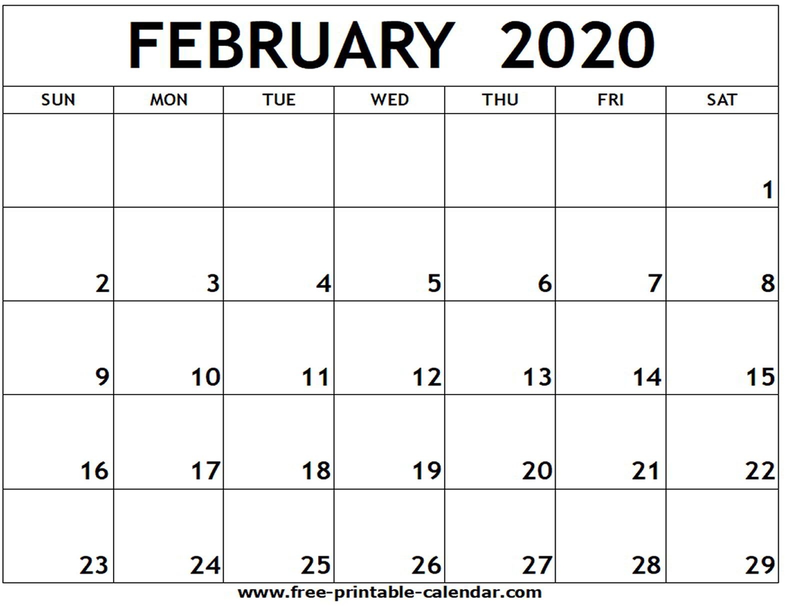 February 2020 Printable Calendar - Free-Printable-Calendar
