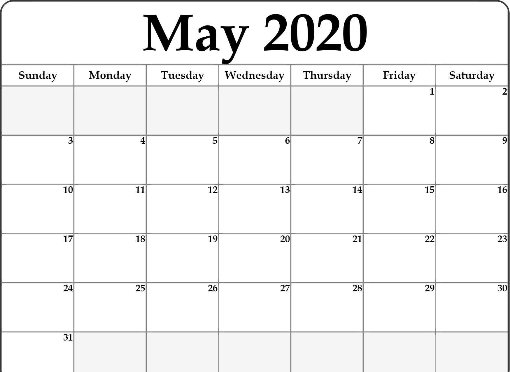 Fillable May 2020 Calendar Editable Printable Notes To Do