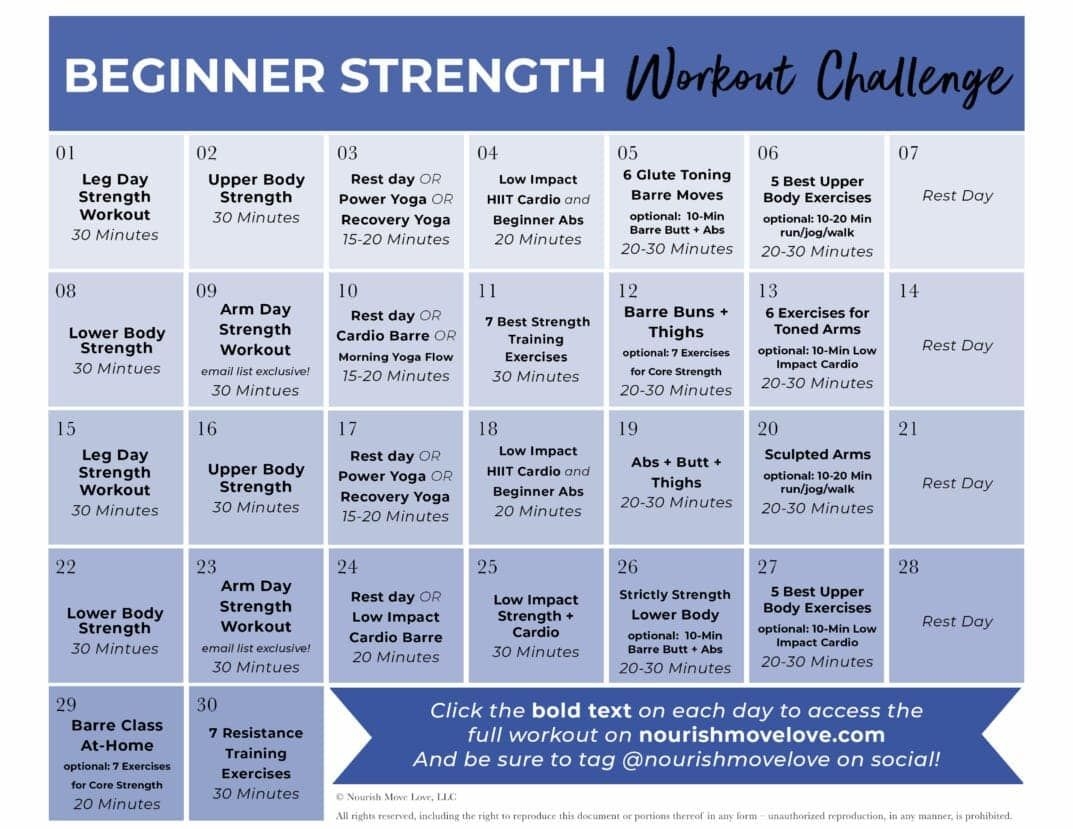 Fitness Challenge: 30-Day Beginner Workout Plan | Nourish