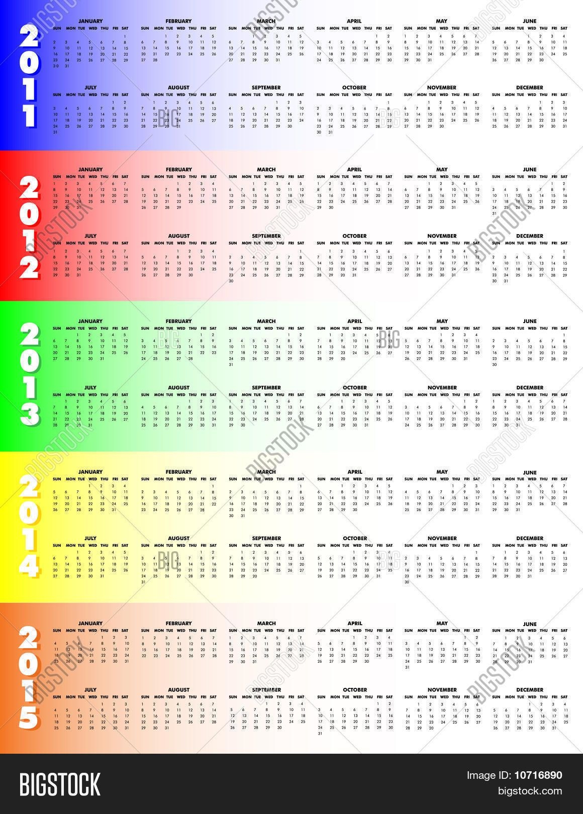 Five-Year Calendar Vector &amp; Photo (Free Trial) | Bigstock