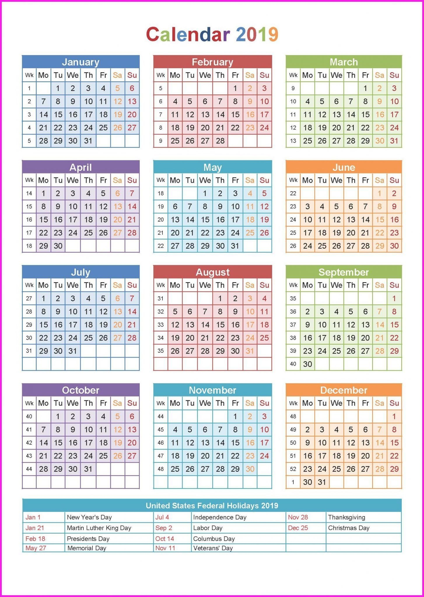 Free 2020 One Page Calendar Printable Download (With Images