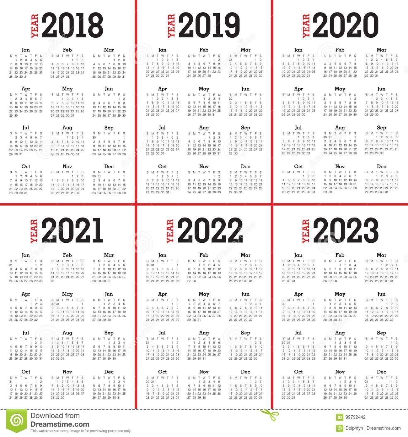 Universal 5 Year Calendar Template