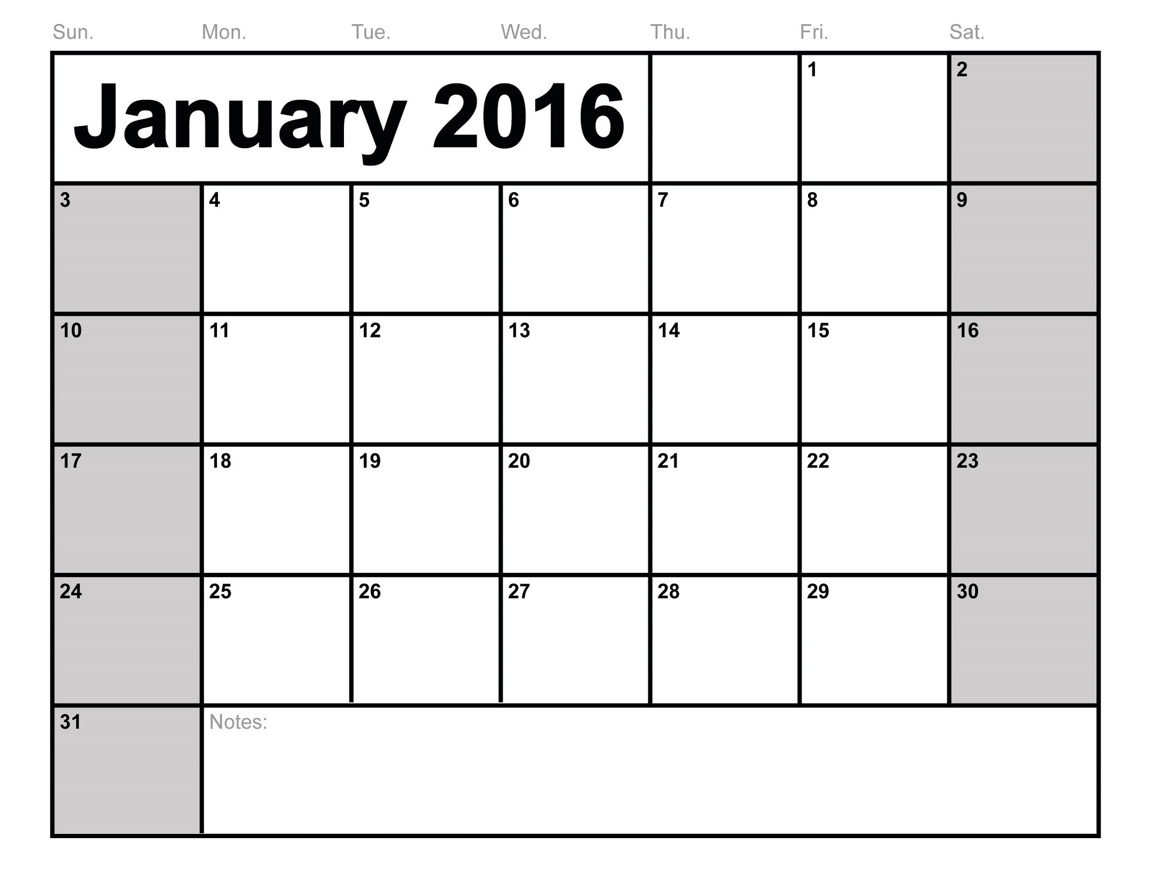 Free Calendar 2016 Printable | Activity Shelter