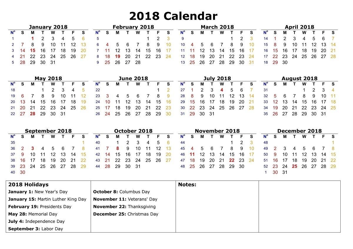 Free Calendars 2018 Printable | Printable Calendar Template