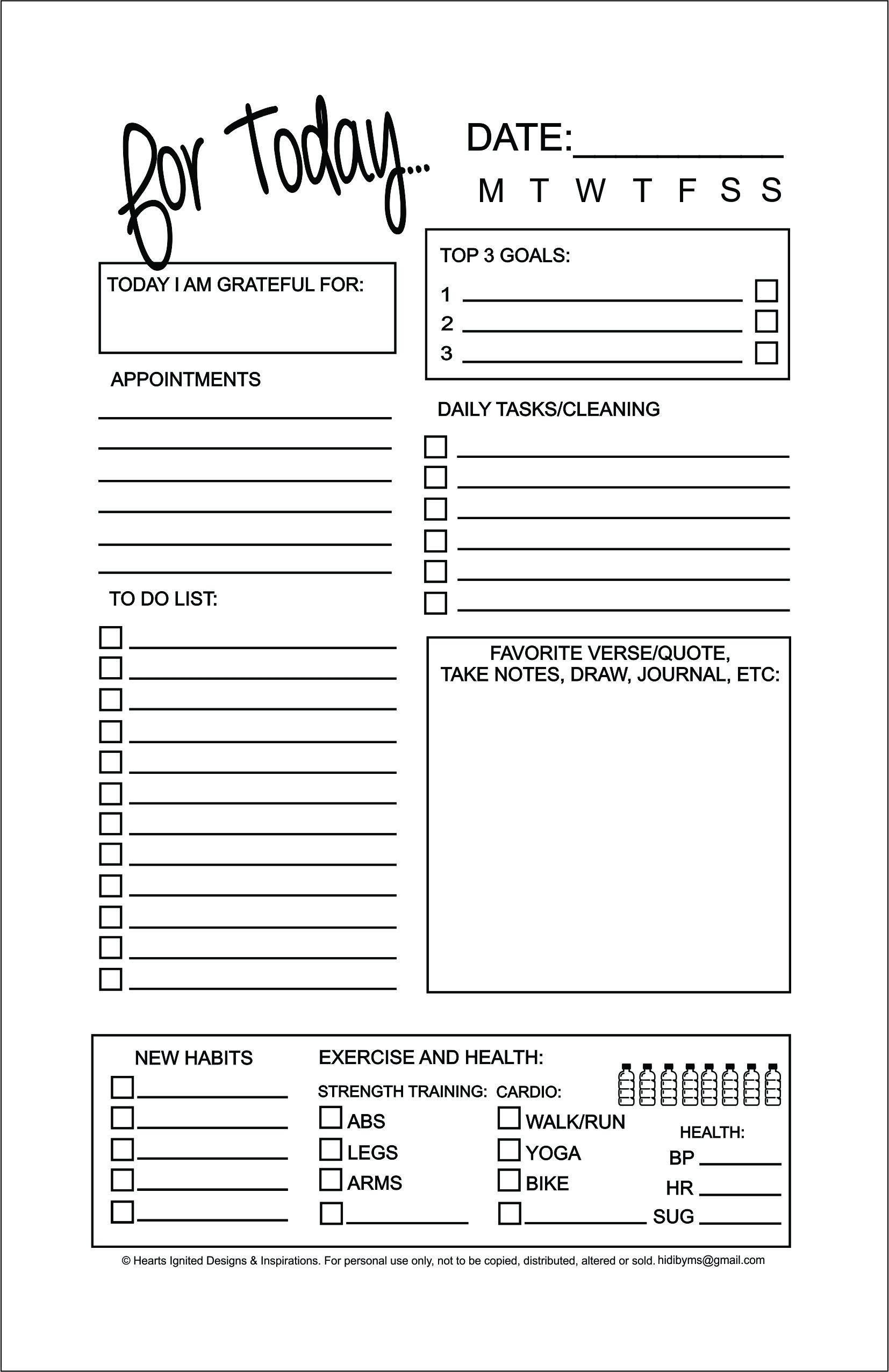 Free Daily Planner Page - Classic (8.5 X 5.5) Size