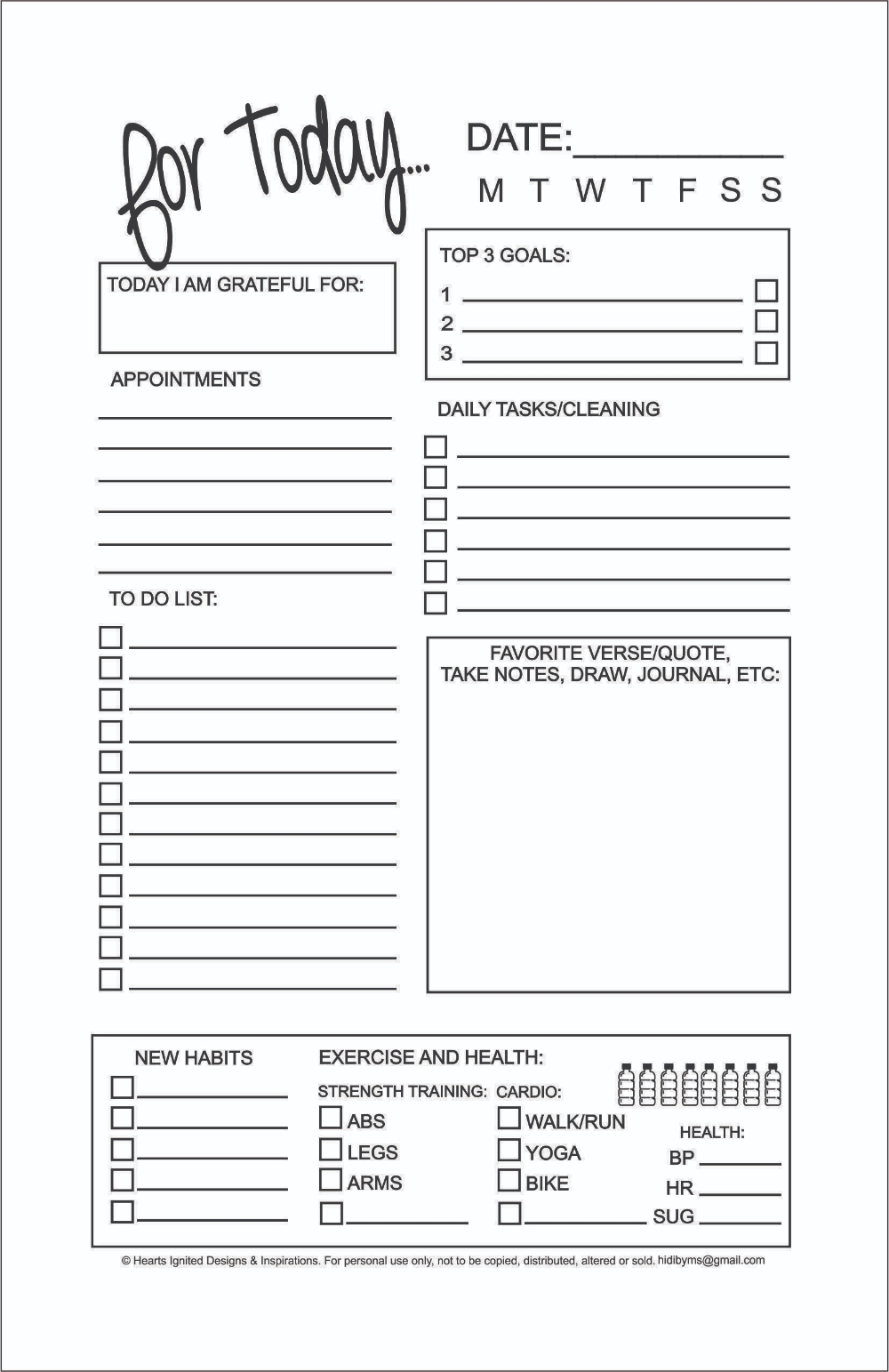 Free Daily Planner Page - Classic (8.5 X 5.5) Size (With