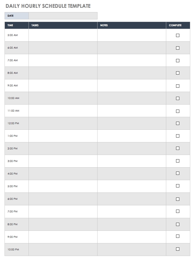 free printable templates for daily work schedules