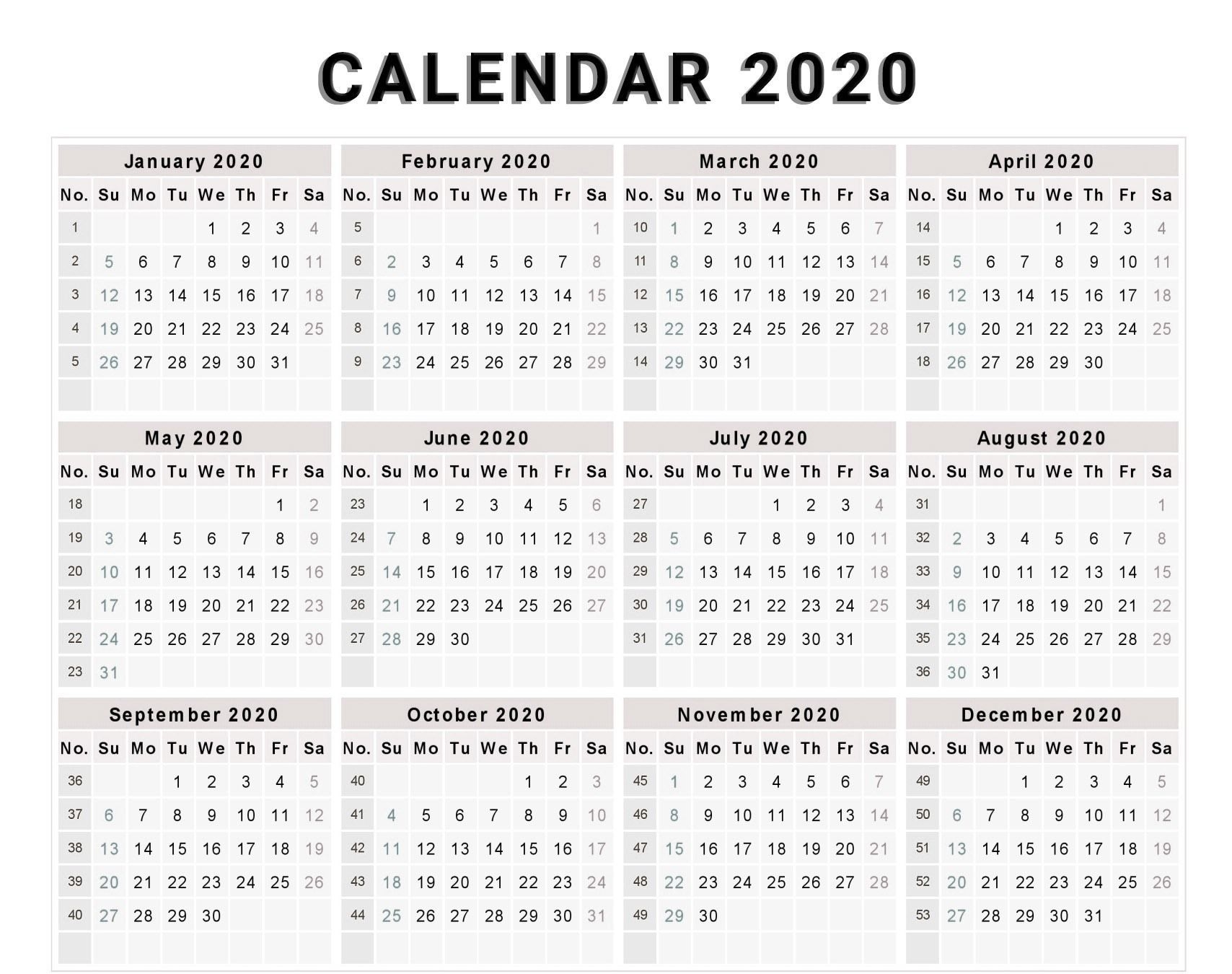 Free Editable 2020 Calendar Printable Template (With Images