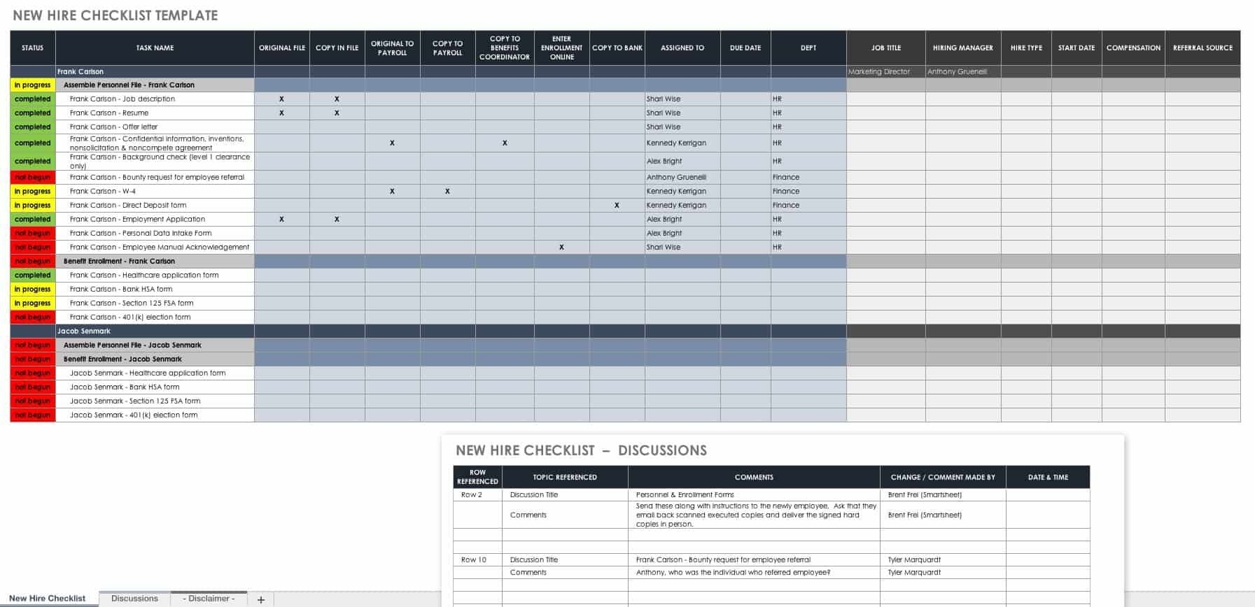 Free Human Resources Templates In Excel | Smartsheet