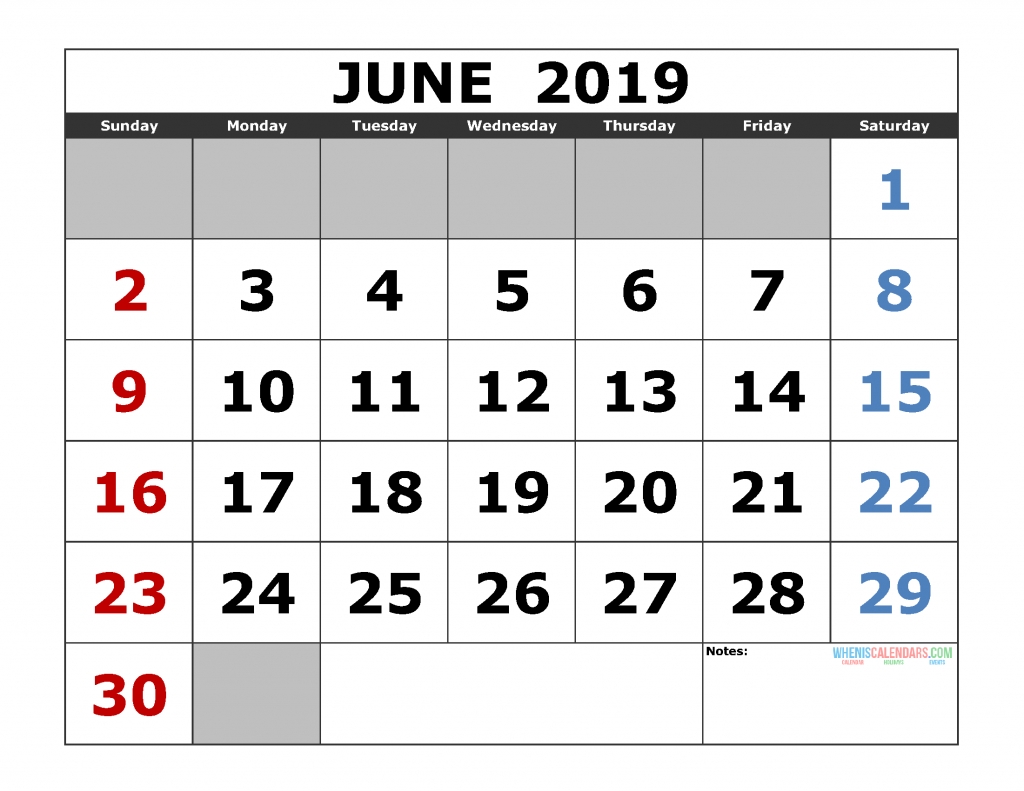 Free June 2019 Printable Calendar Templates [Us. Edition