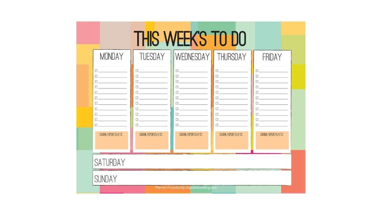Free Kids Weekly Planner - To Do Printable For Kids