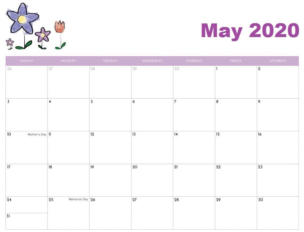 Free May 2020 Calendar – Download Cute Templates | Free