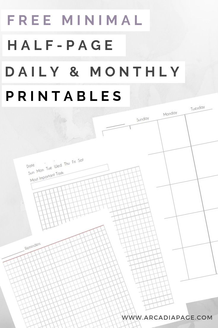 Free Minimal Half-Page Planner Printables