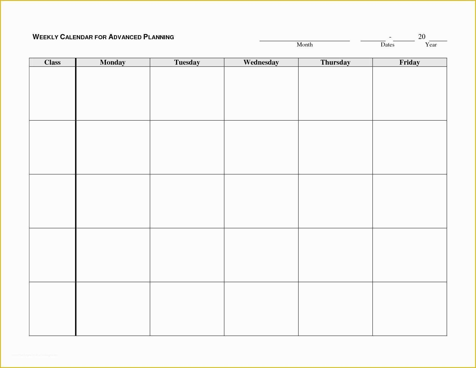 Free Monday Through Friday Calendar Template Of Calendar