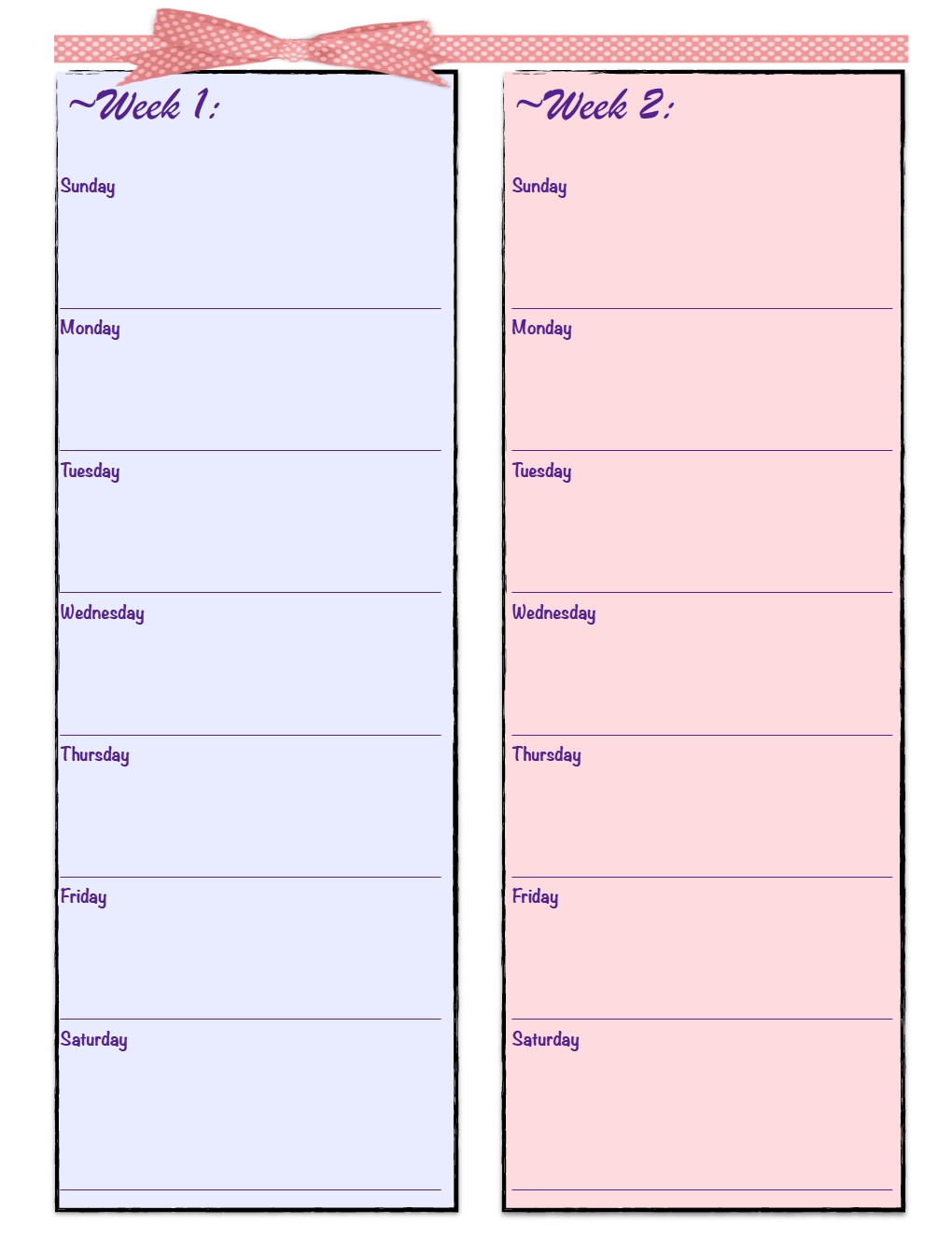 Free Printable 2-Week Meal Planners: 4 Designs