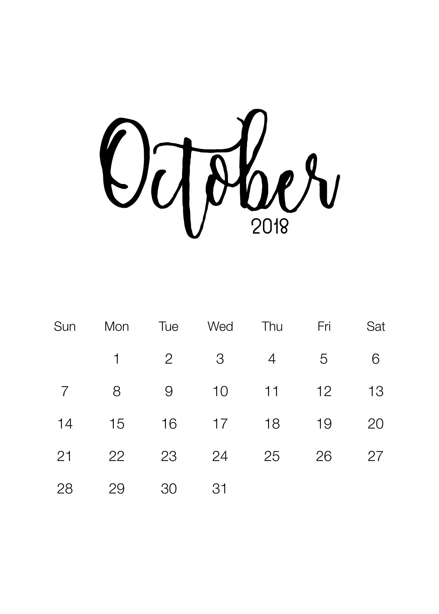 Free Printable 2018 Minimalistic Design Calendar | Надписи