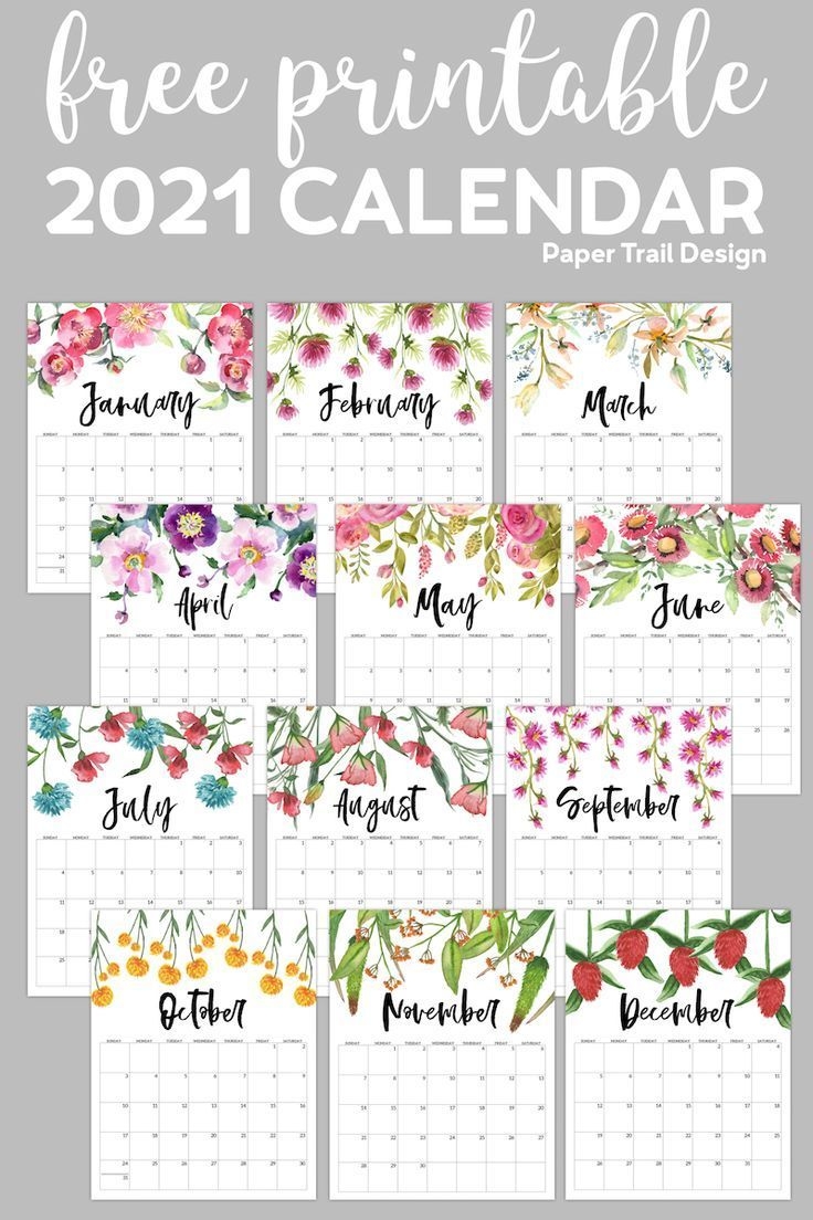 Free Printable 2021 Floral Calendar In 2020 (With Images