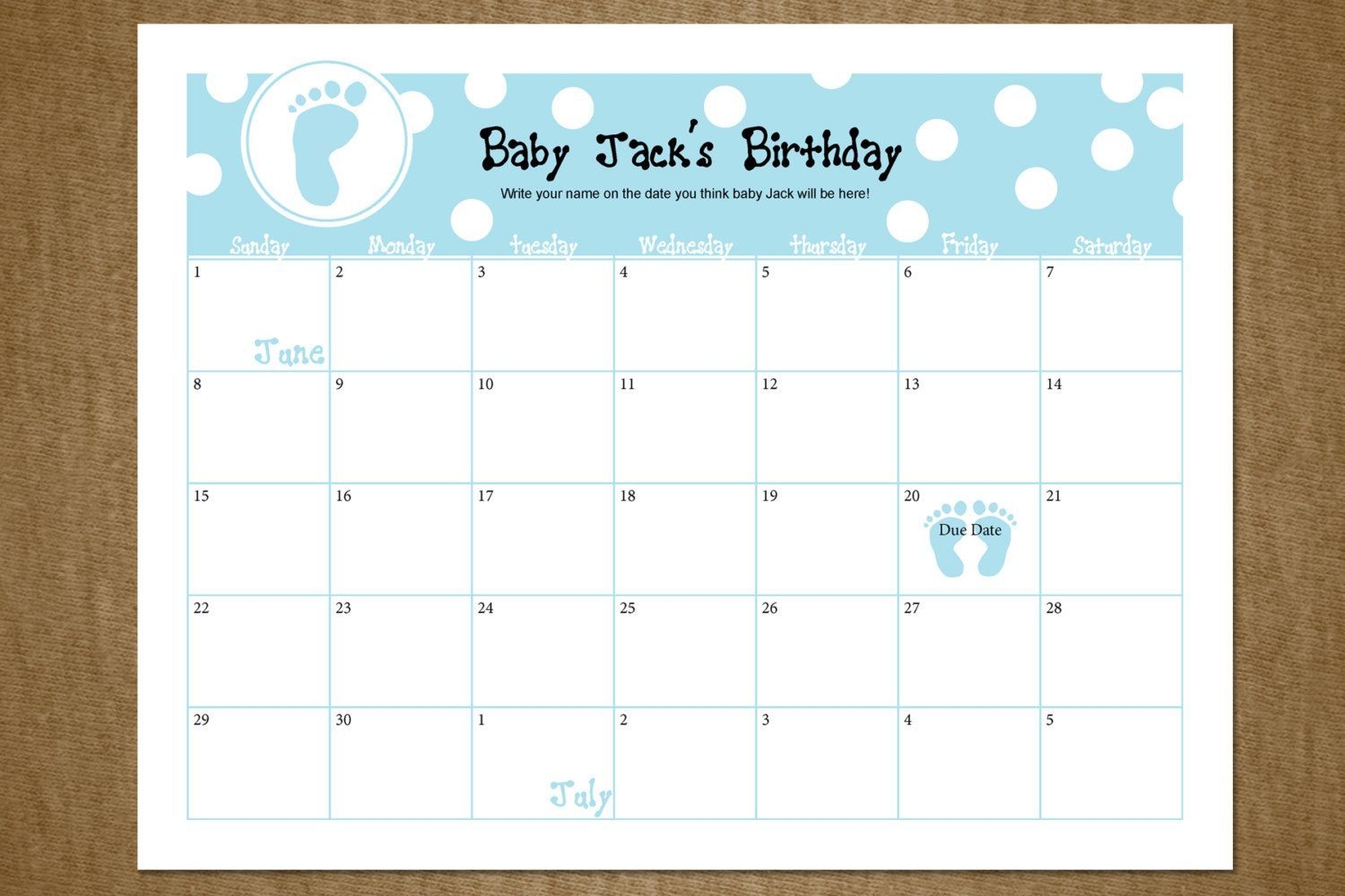 Free Printable Baby Due Date Guess Calendar (With Images