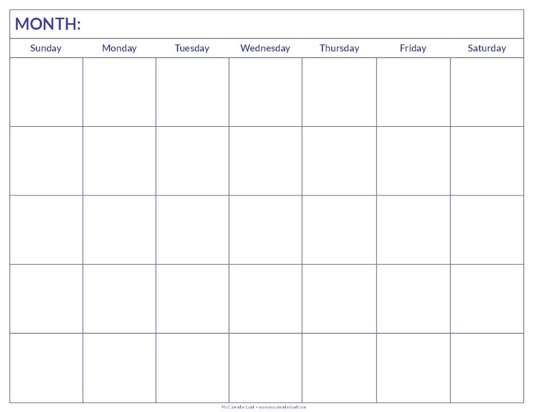 Free Printable Blank Monthly Calendar | Student Handouts