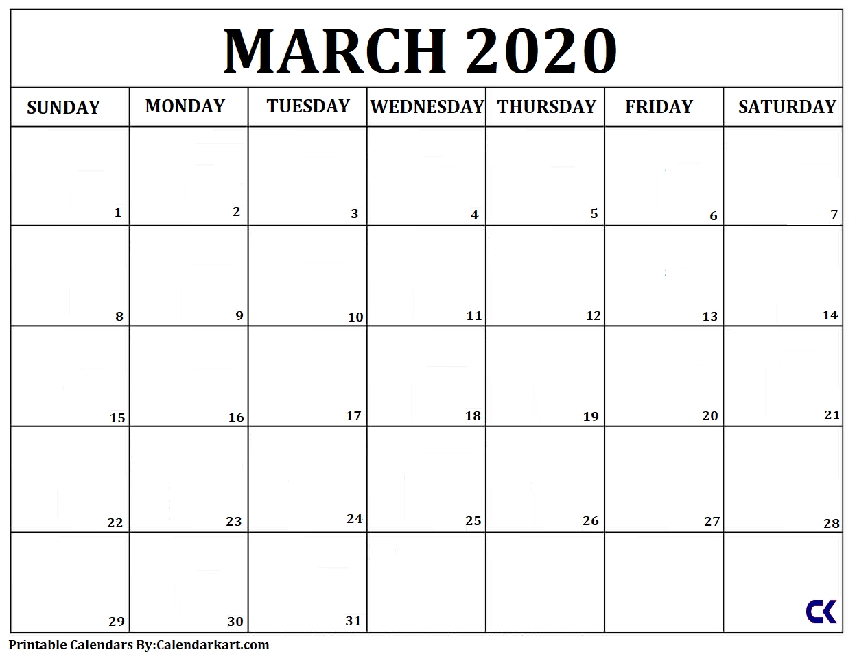 Free Printable Calendar Templates 2020 » Calendarkart