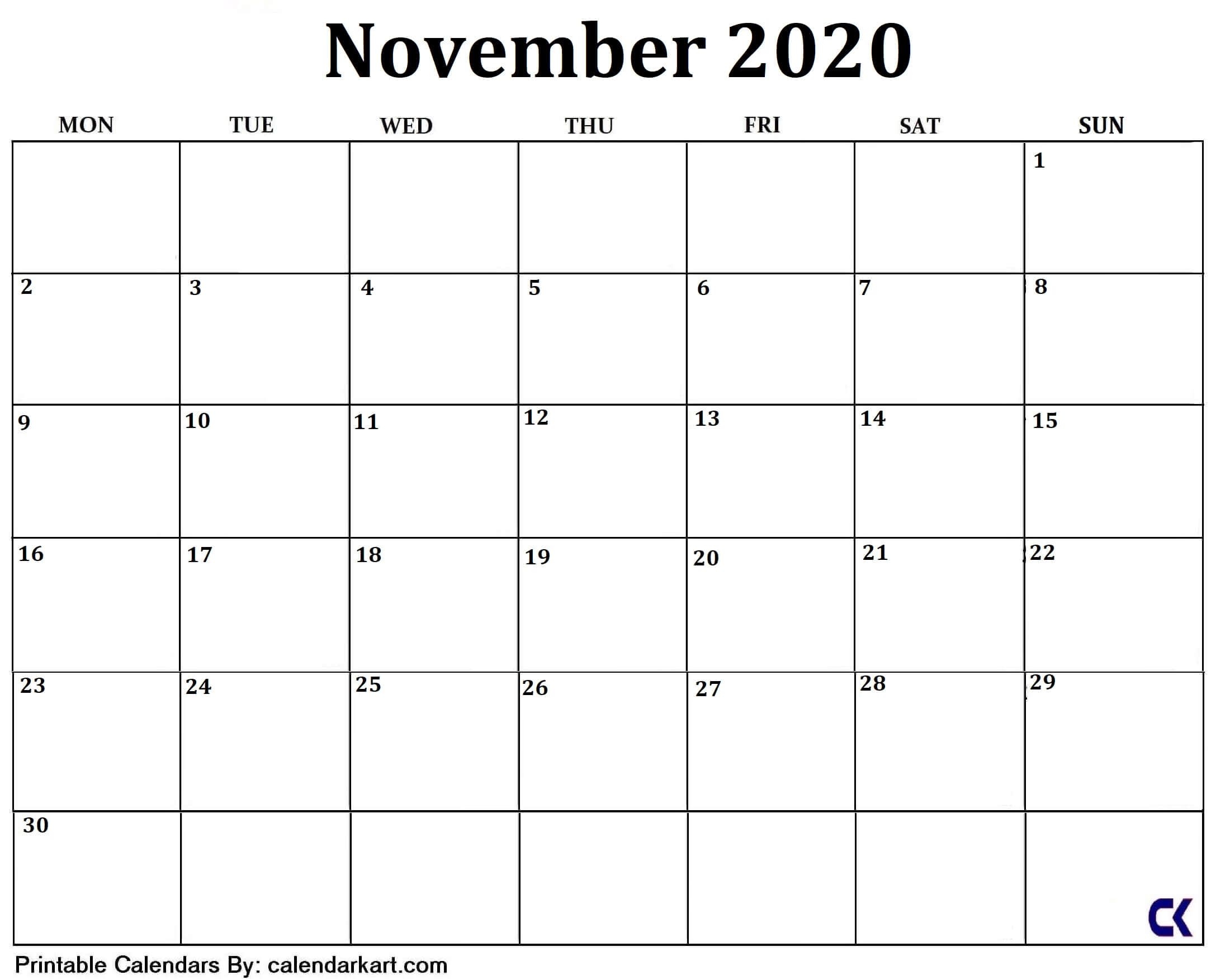 Free Printable Calendar Templates 2020 » Calendarkart