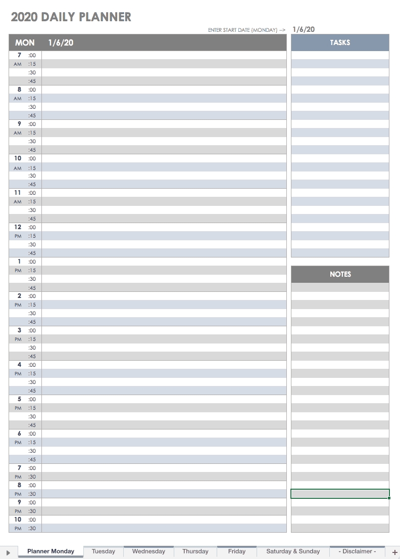 Free Printable Daily Calendar Templates | Smartsheet