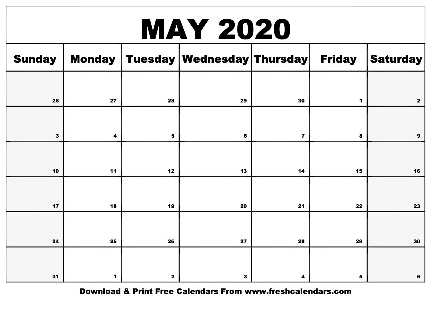 Free Printable May 2020 Calendar