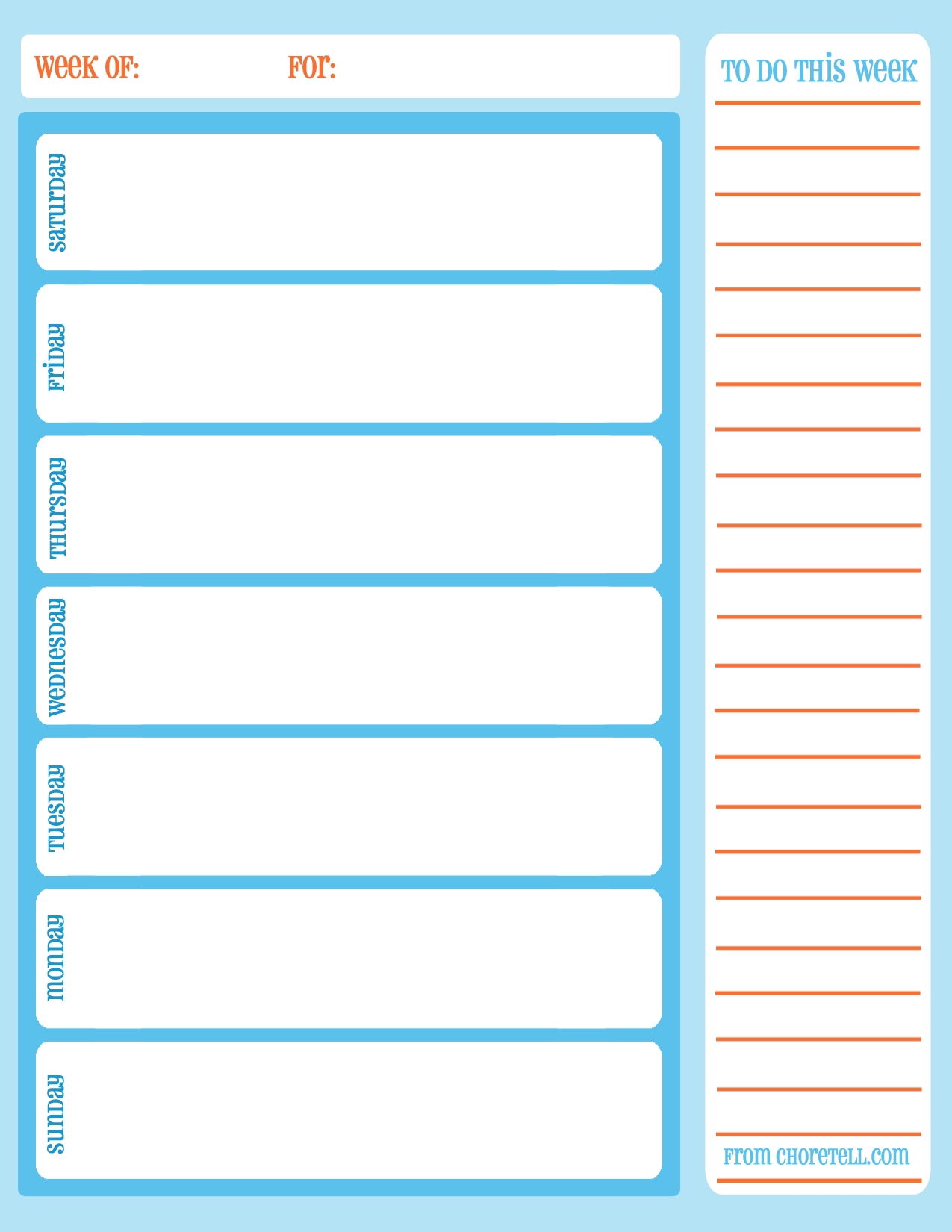 Free Printable Weekly Chore Calendar (With Images) | Hobbies