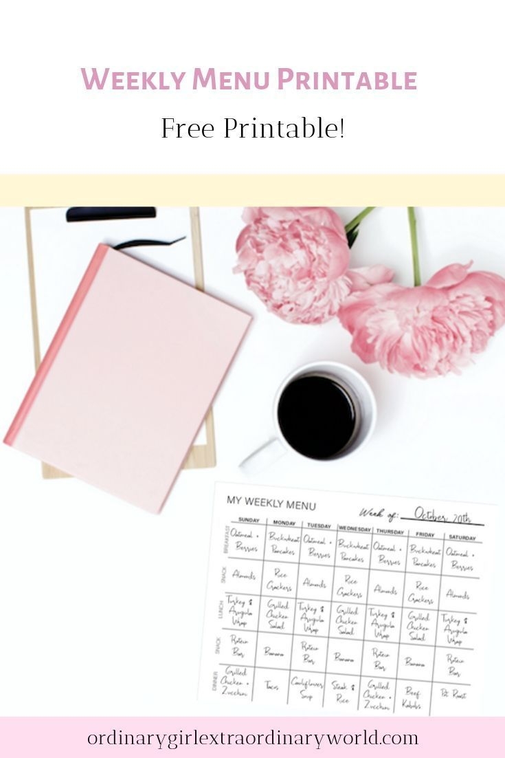 Free Printable: Weekly Menu Printable | Weekly Menu