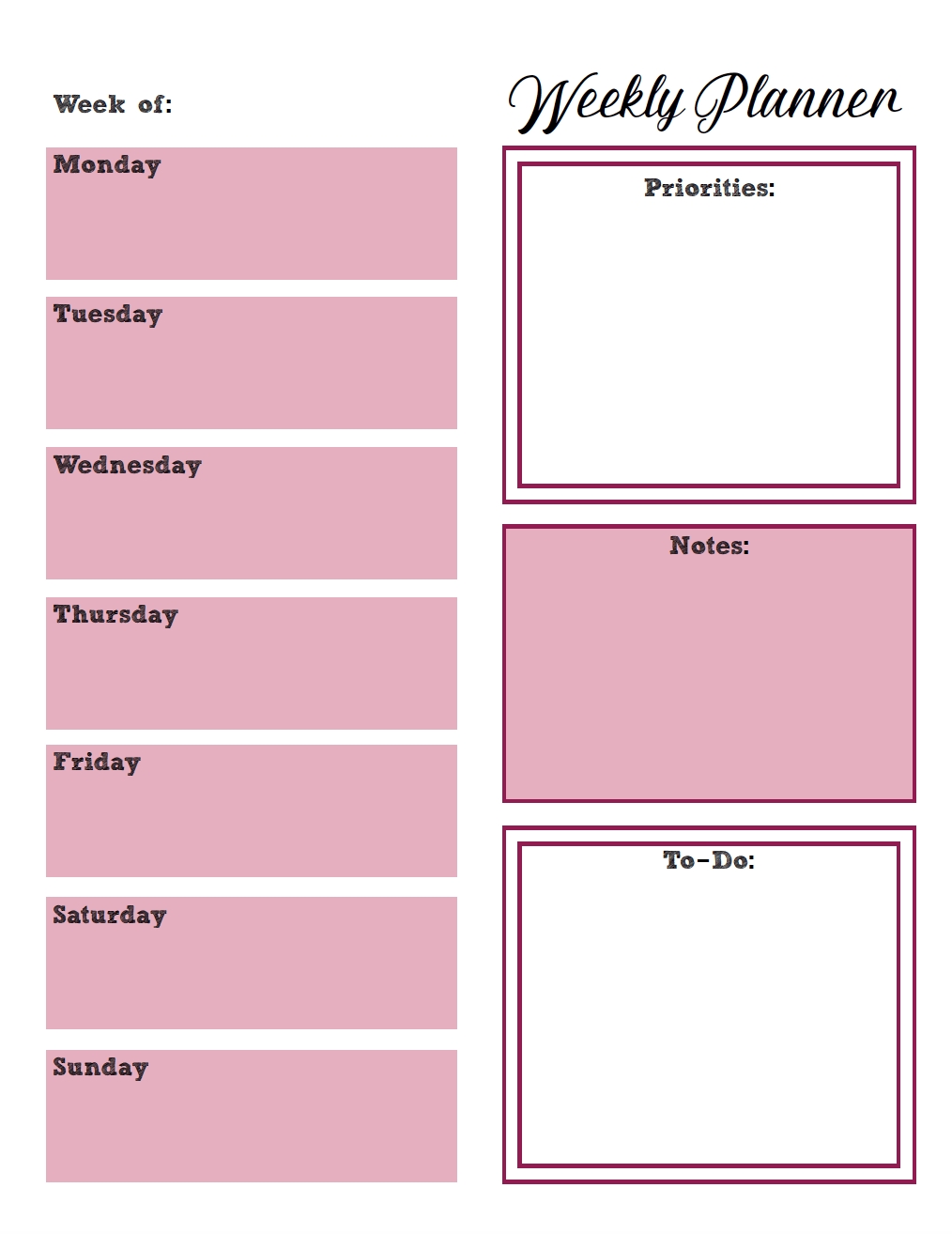 perfect free printable weekly planner monday friday get your calendar