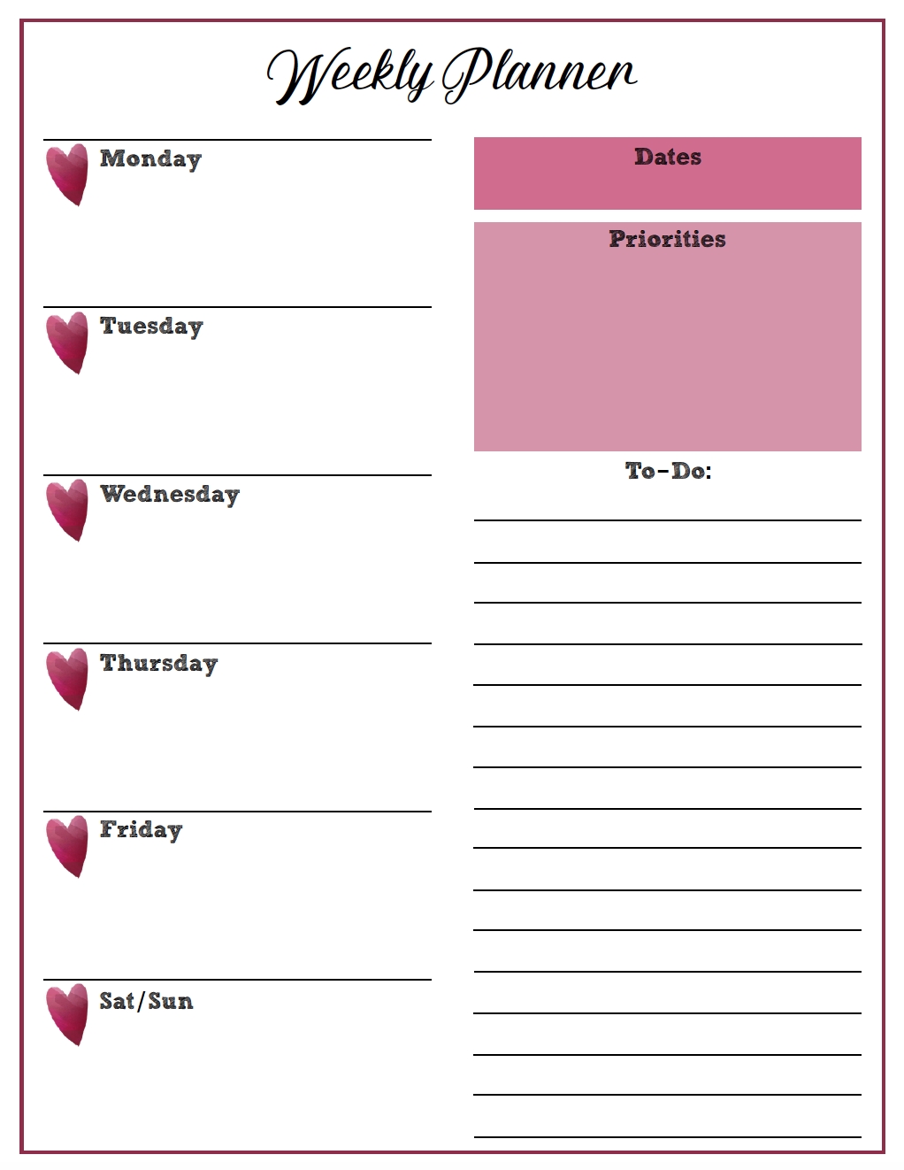 Free Printable Weekly Planners: Monday Start (With Images