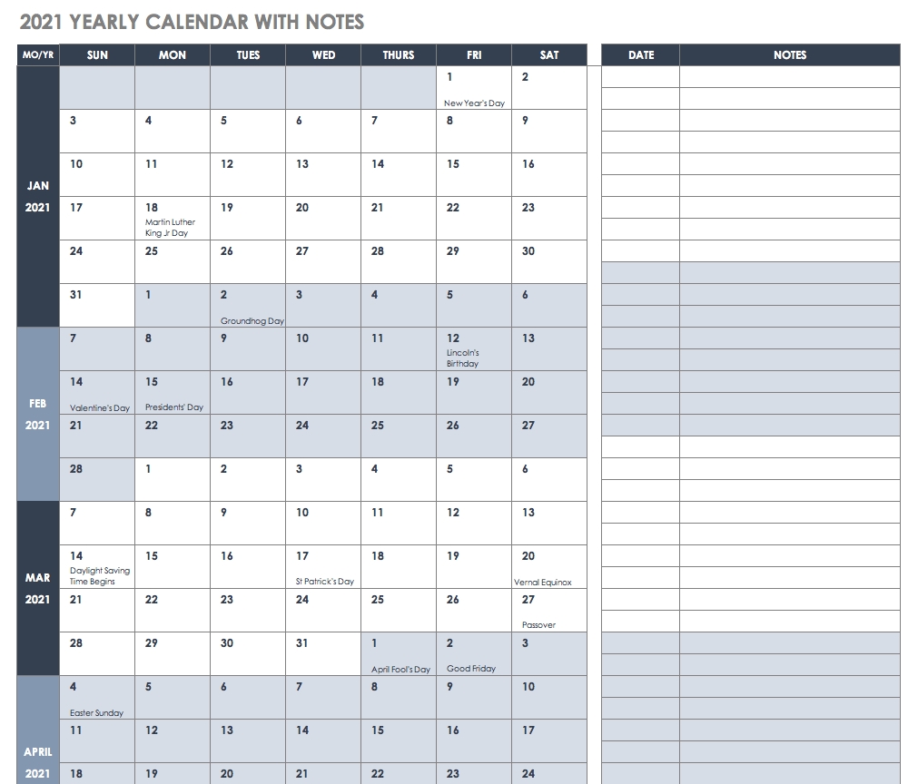 Free Project Calendar Templates | Smartsheet