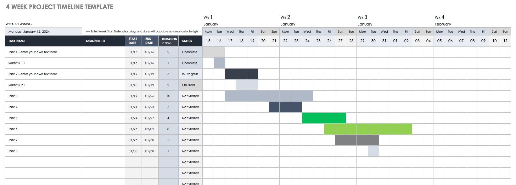 project schedule template for microsoft excel