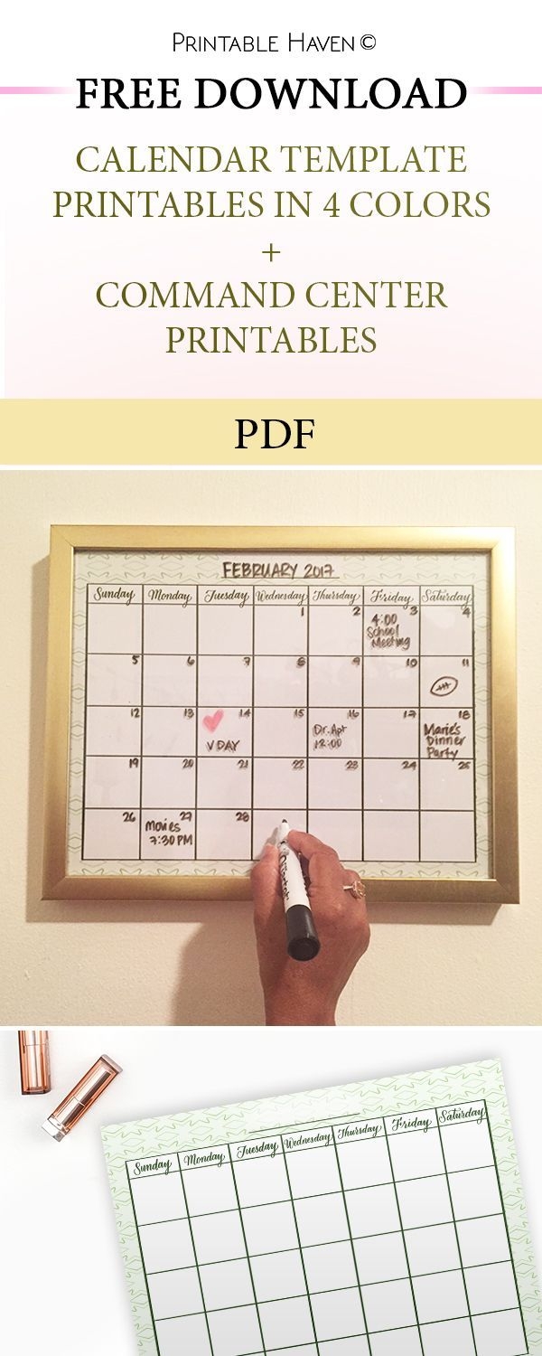 Free Wall Calendar Template With Command Center Printables