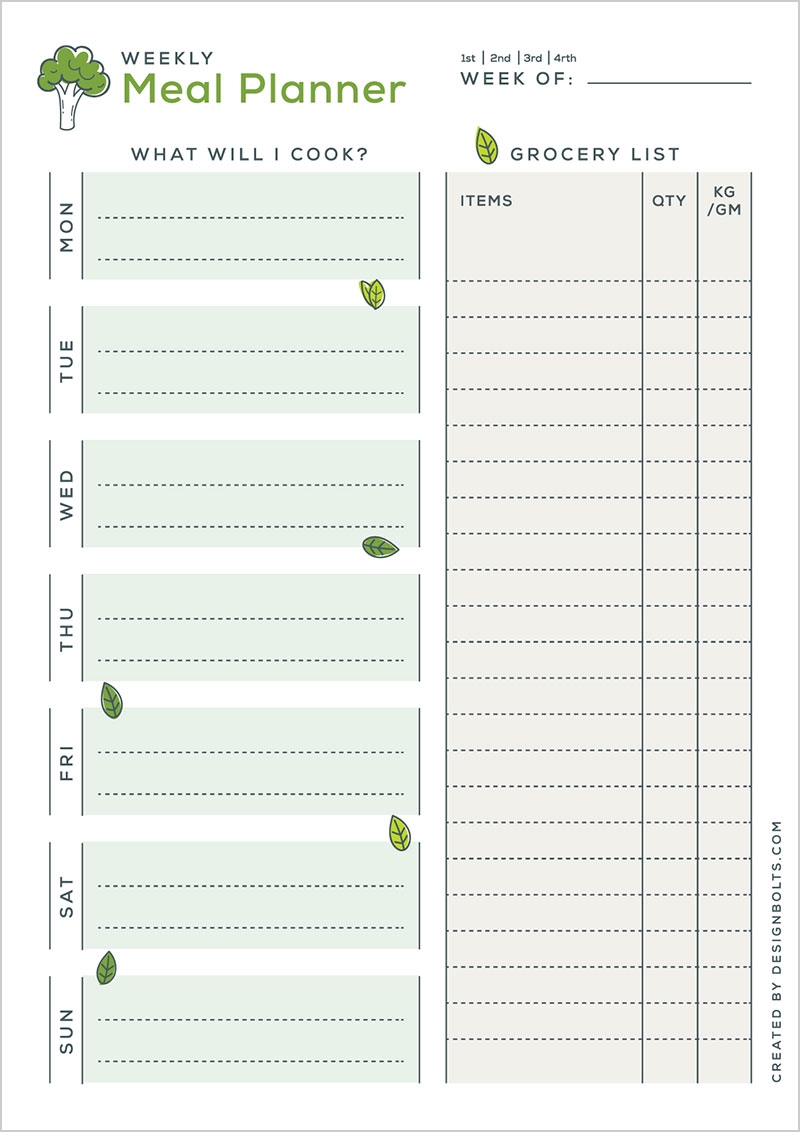 Free Weekly Meal Planner Template In Ai &amp; Pdf | Weekly Meal