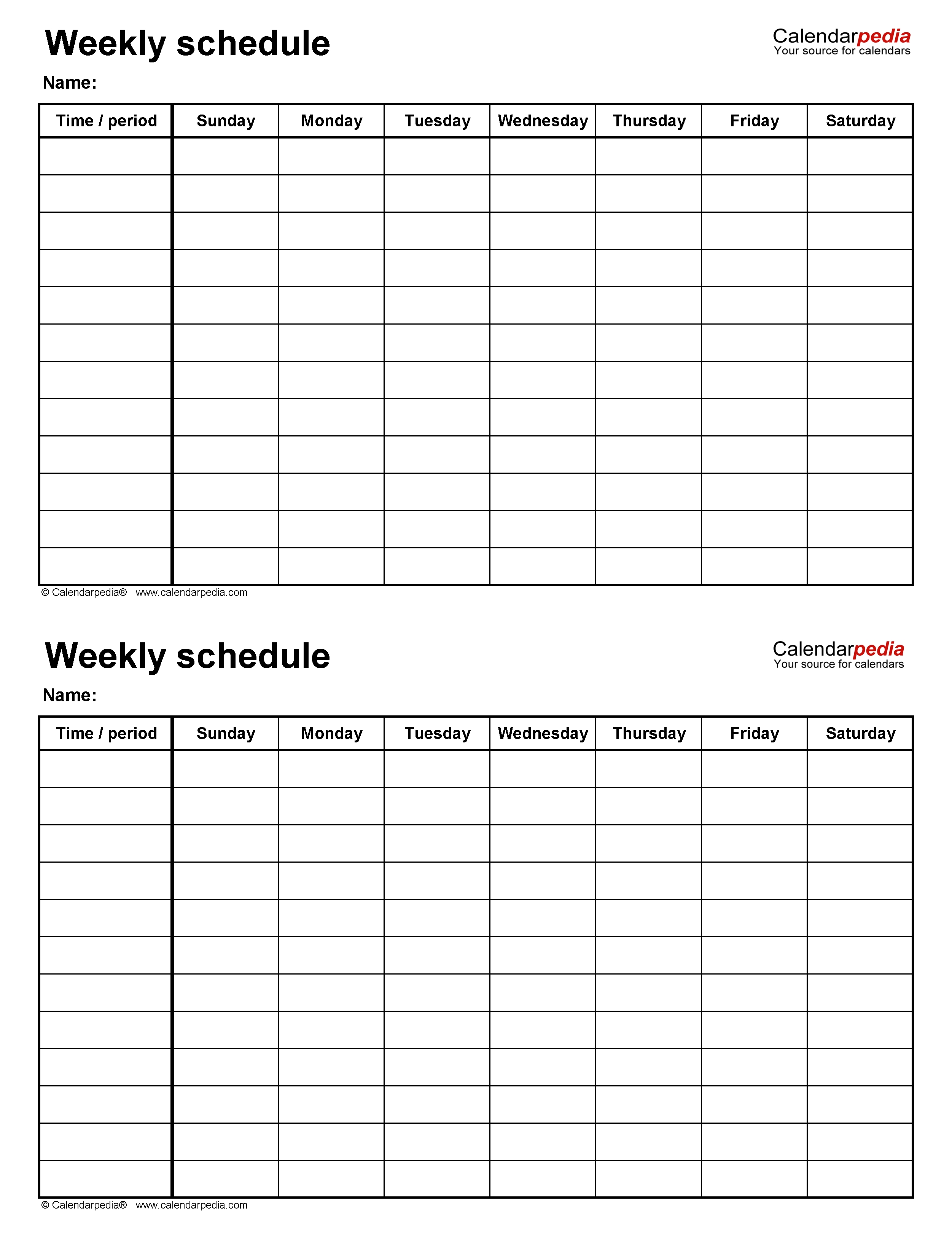 Free Weekly Schedule Templates For Excel - 18 Templates