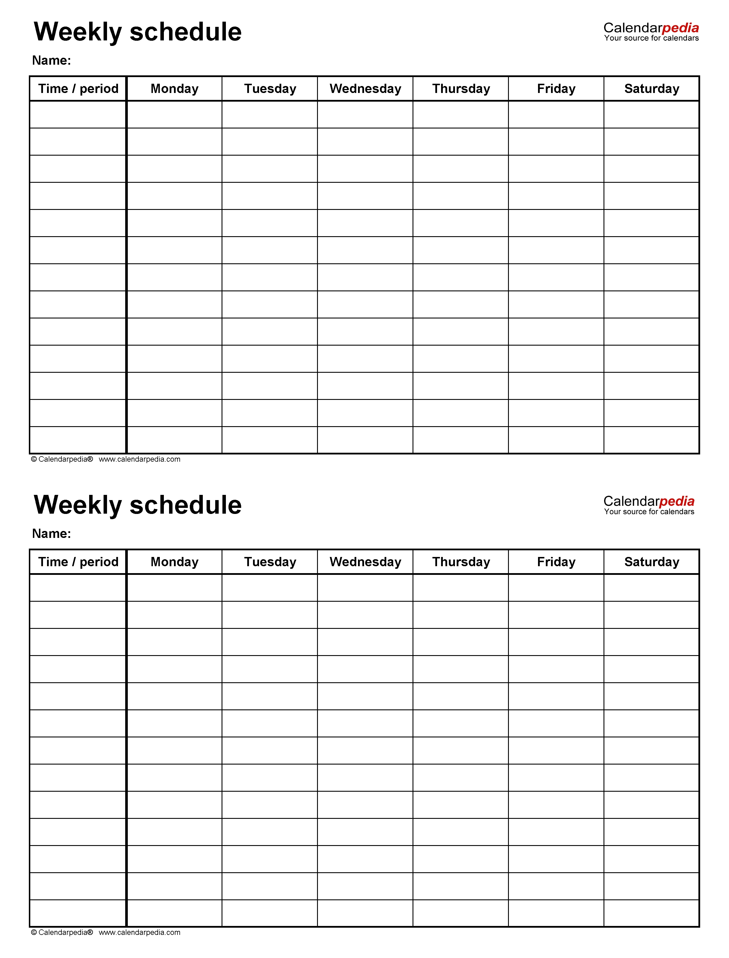 Free Weekly Schedule Templates For Excel - 18 Templates