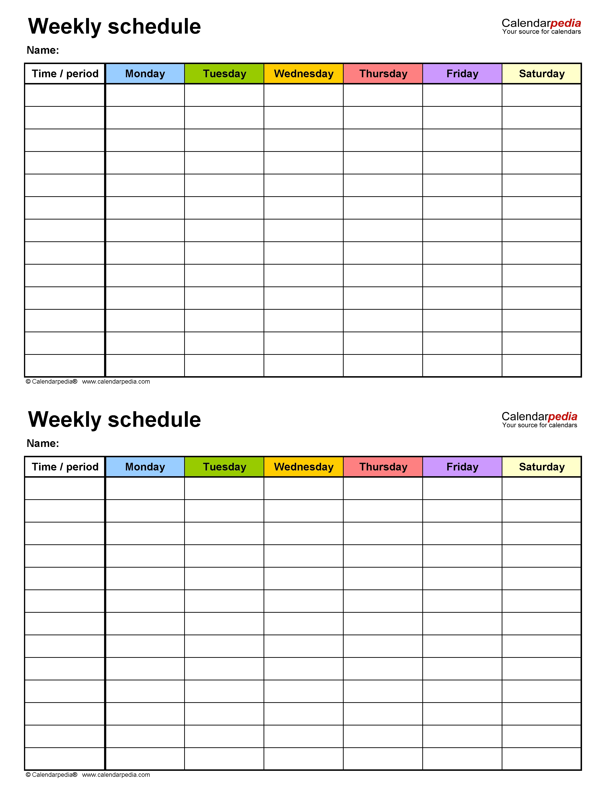 Free Weekly Schedule Templates For Excel - 18 Templates