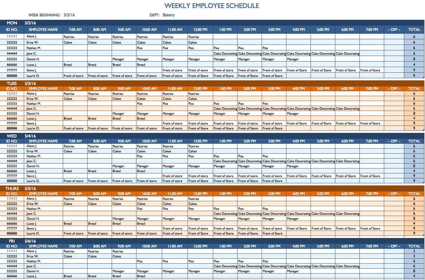 Free Weekly Schedule Templates For Excel - Smartsheet
