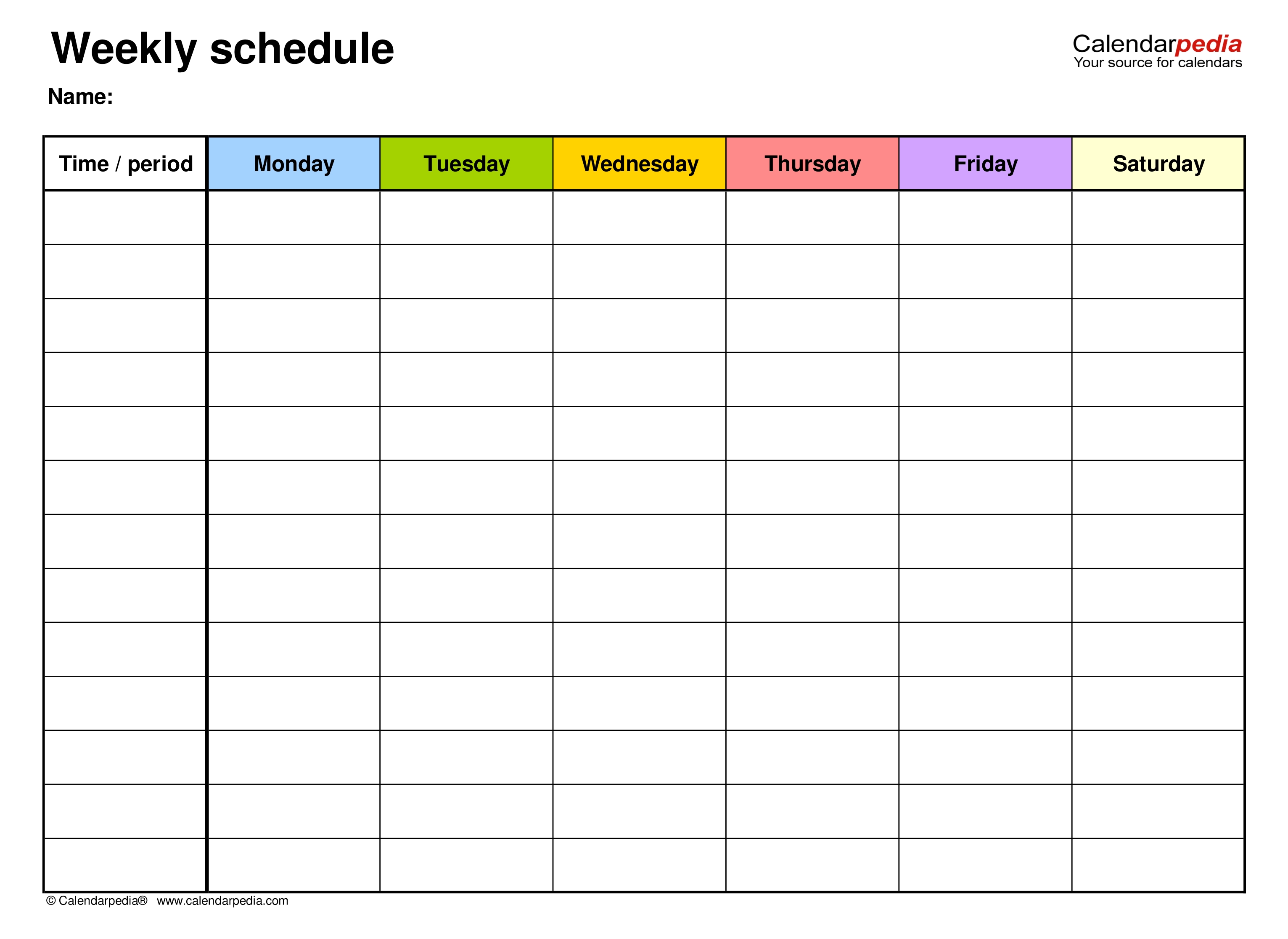 Universal Monday To Friday Blank Kids Schedule | Get Your Calendar