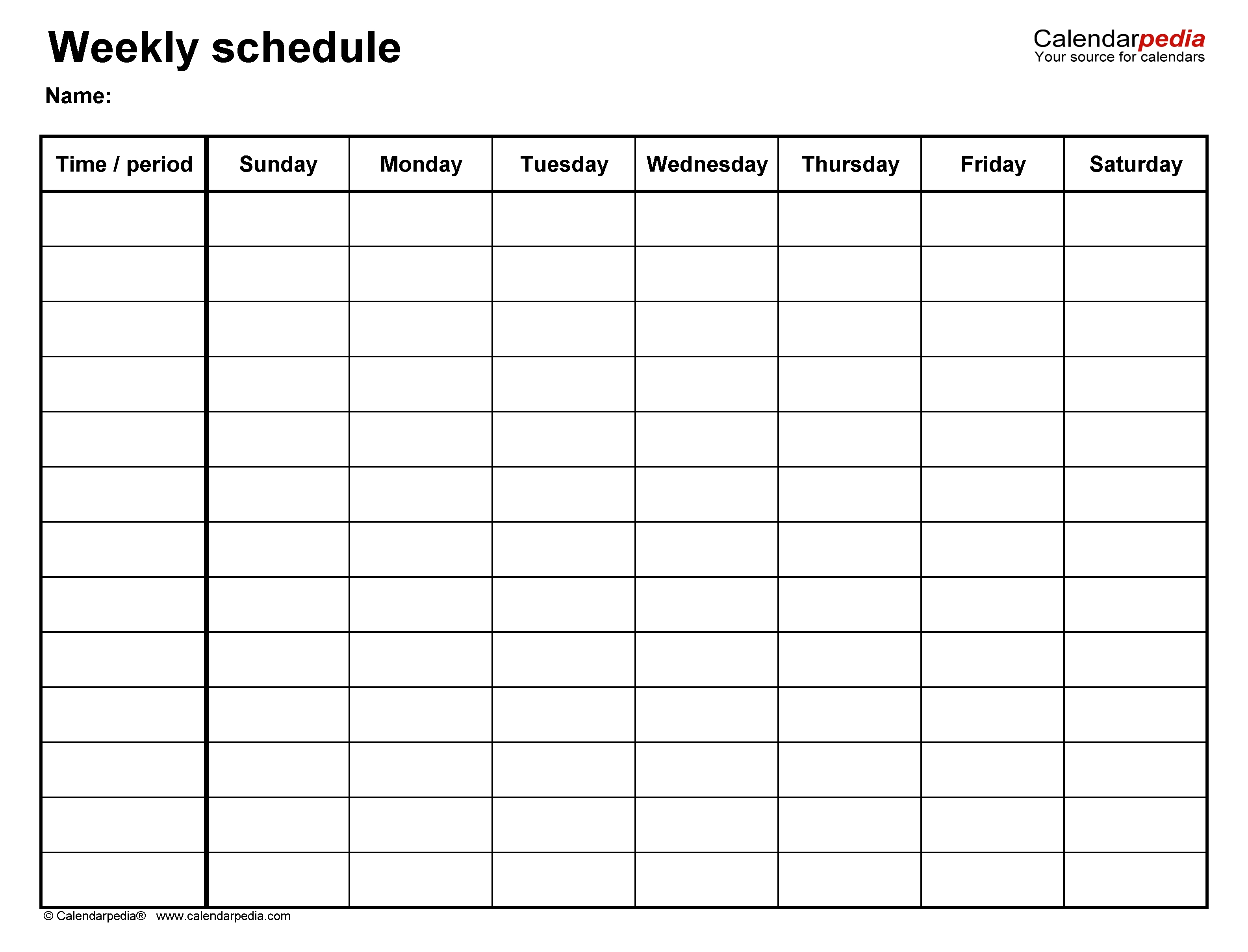 Universal Free Weekly Calendar Fillable With Times Starting At 6Am 