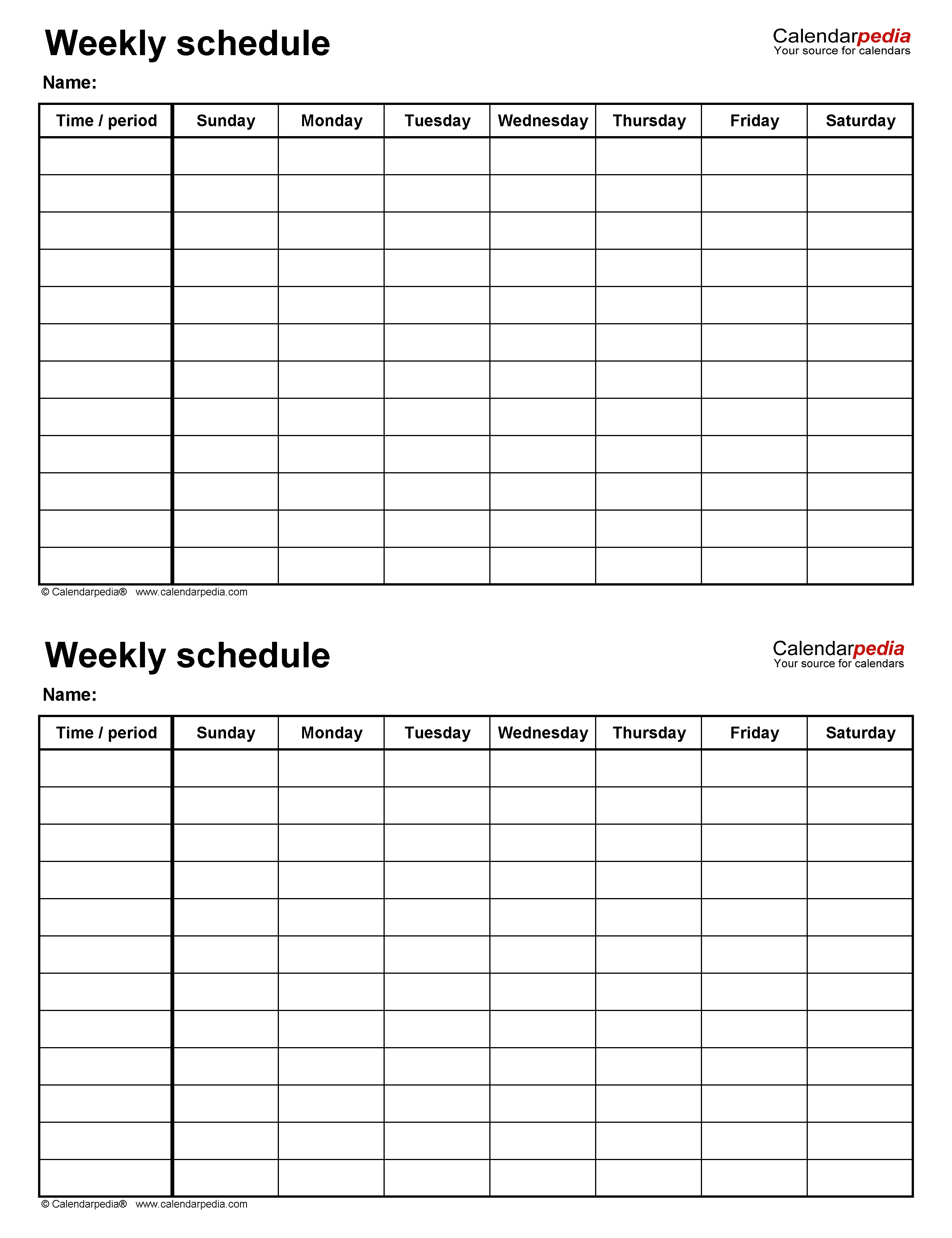 Free Weekly Schedule Templates For Word - 18 Templates